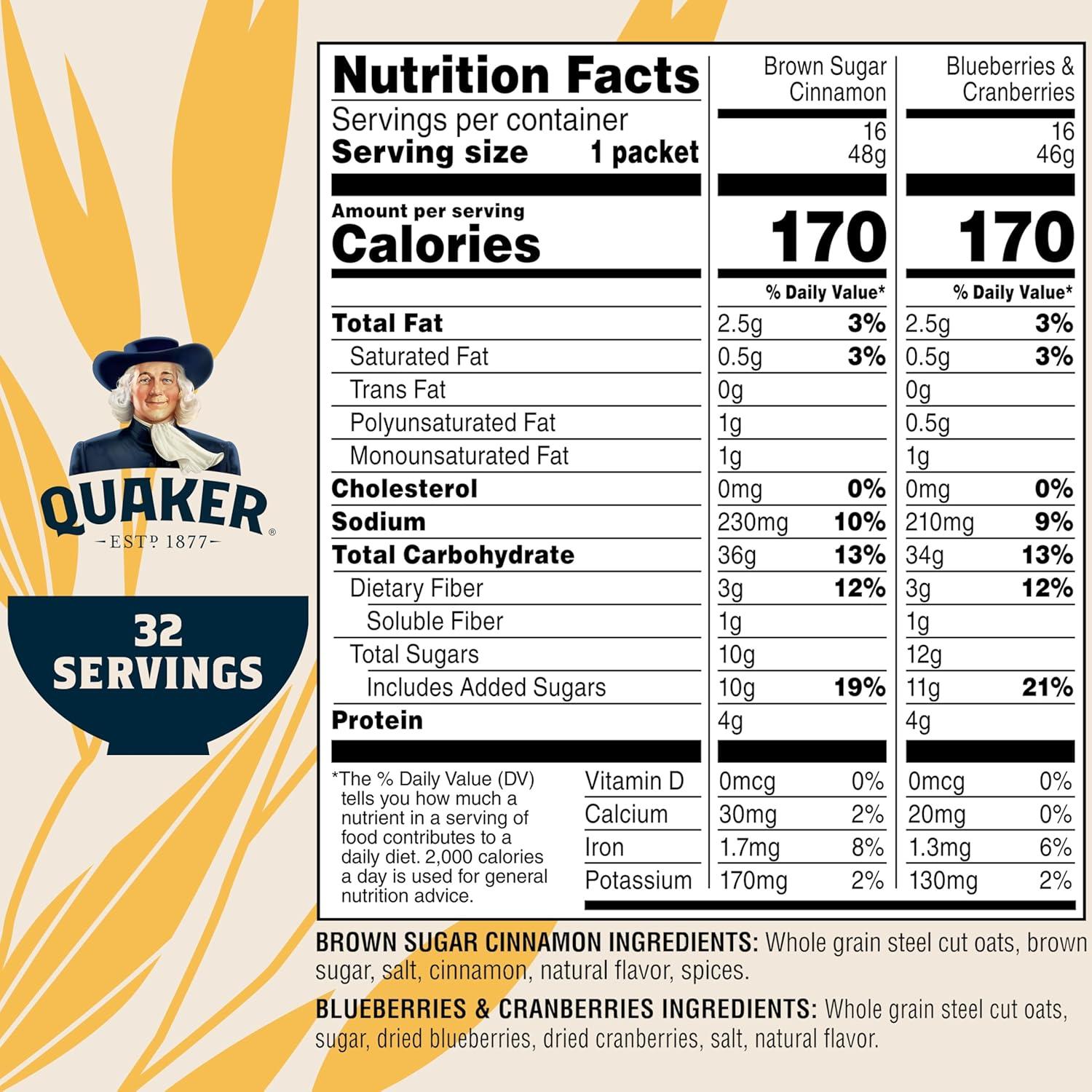 image:imageQUAKER Instant Oatmeal USDA Organic NonGMO Project Verified 3 Flavor Variety Pack Individual Packets 32 Count Pack of 1Steel Cut 2 Flavor Variety Pack