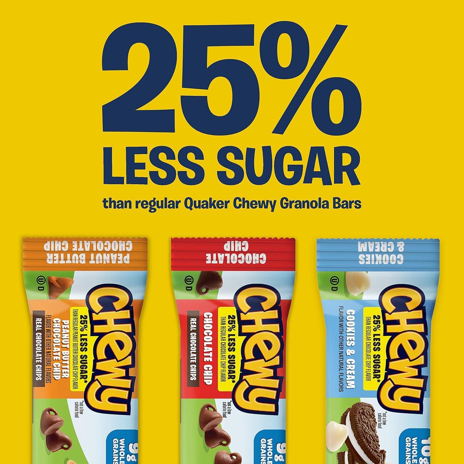 image:imageQuaker Chewy Granola Bars Peanut Butter Chocolate Chip 58 CountLess Sugar 2 Flavor Variety Pack 58ct
