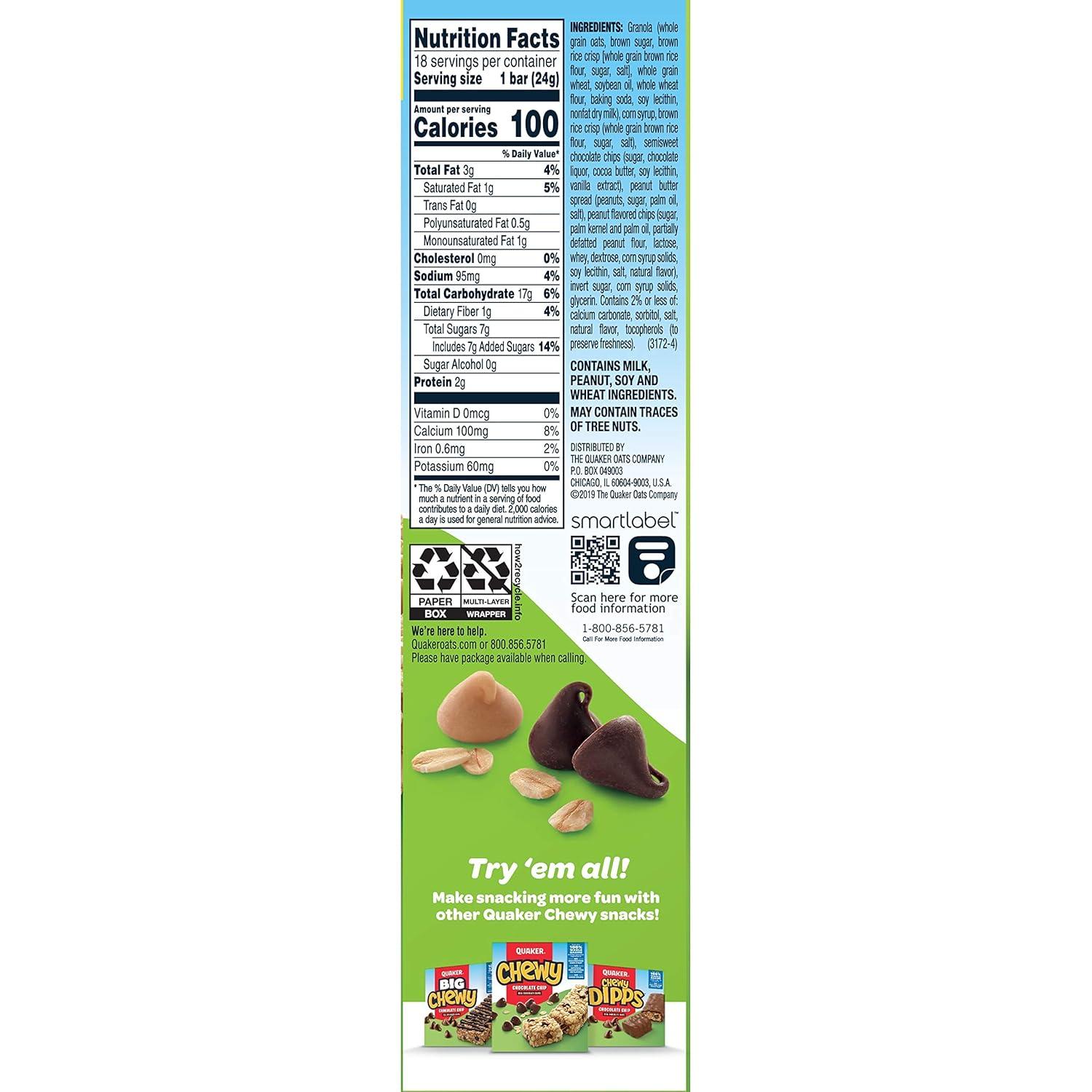 image:imageQuaker Chewy Peanut Butter Chocolate Chip Granola Bars 152 OZ