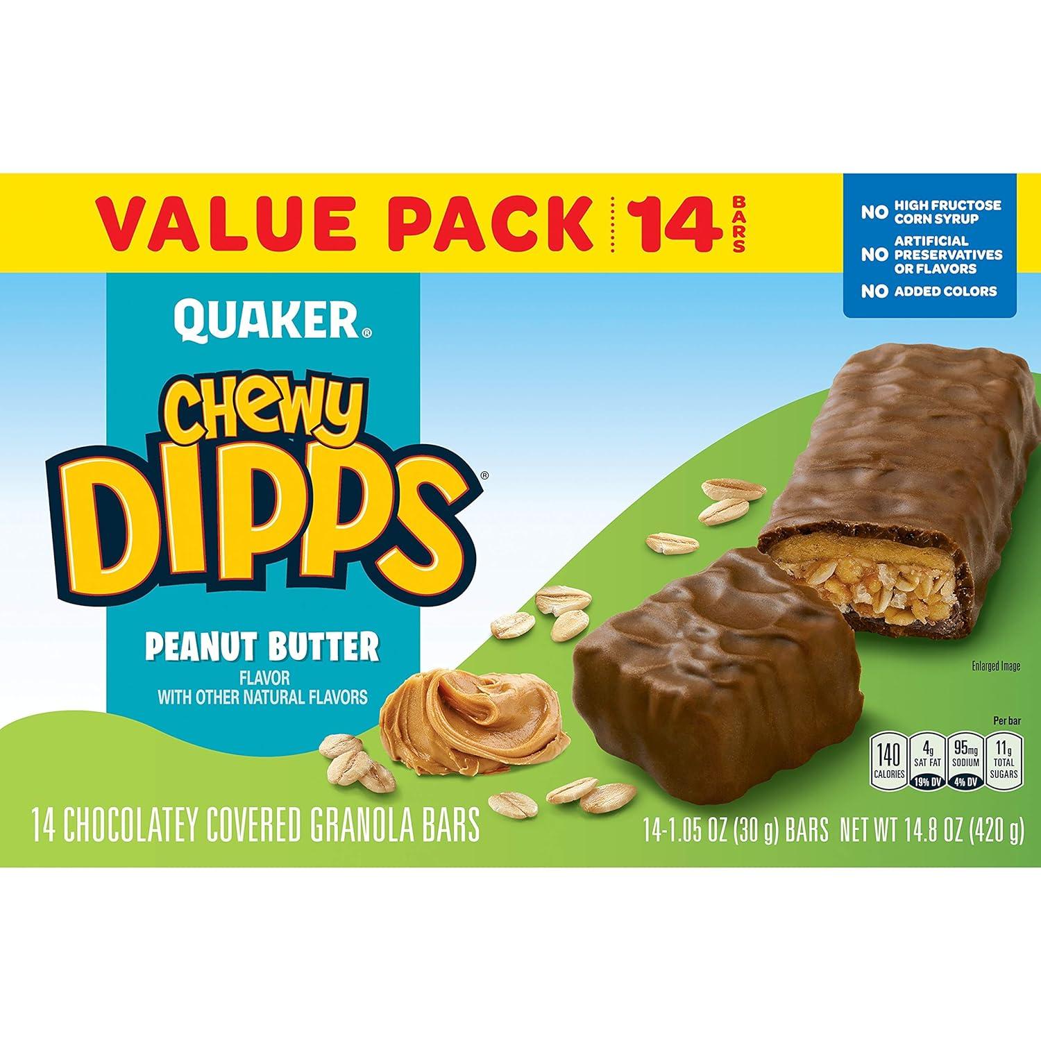 image:imageQuaker Chewy Yogurt Bars Variety Pack 10ctDipps Peanut Butter 14ct