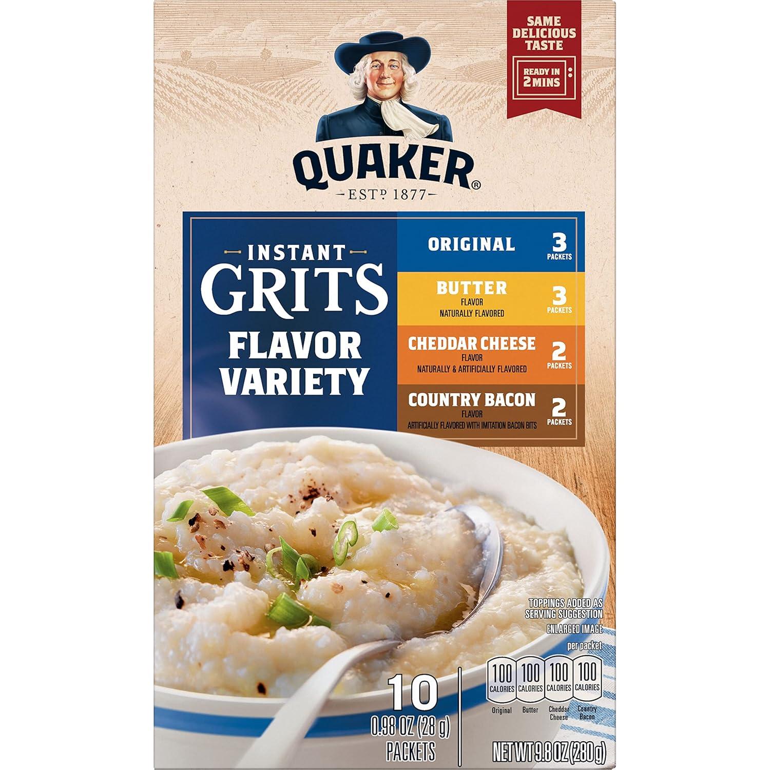 image:imageQuaker Instant Grits 4 Flavor Variety Pack 098oz Packets 10 Pack