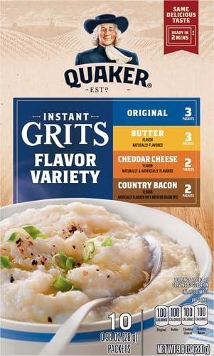 image:imageQuaker Instant Grits 4 Flavor Variety Pack 098oz Packets 10 Pack
