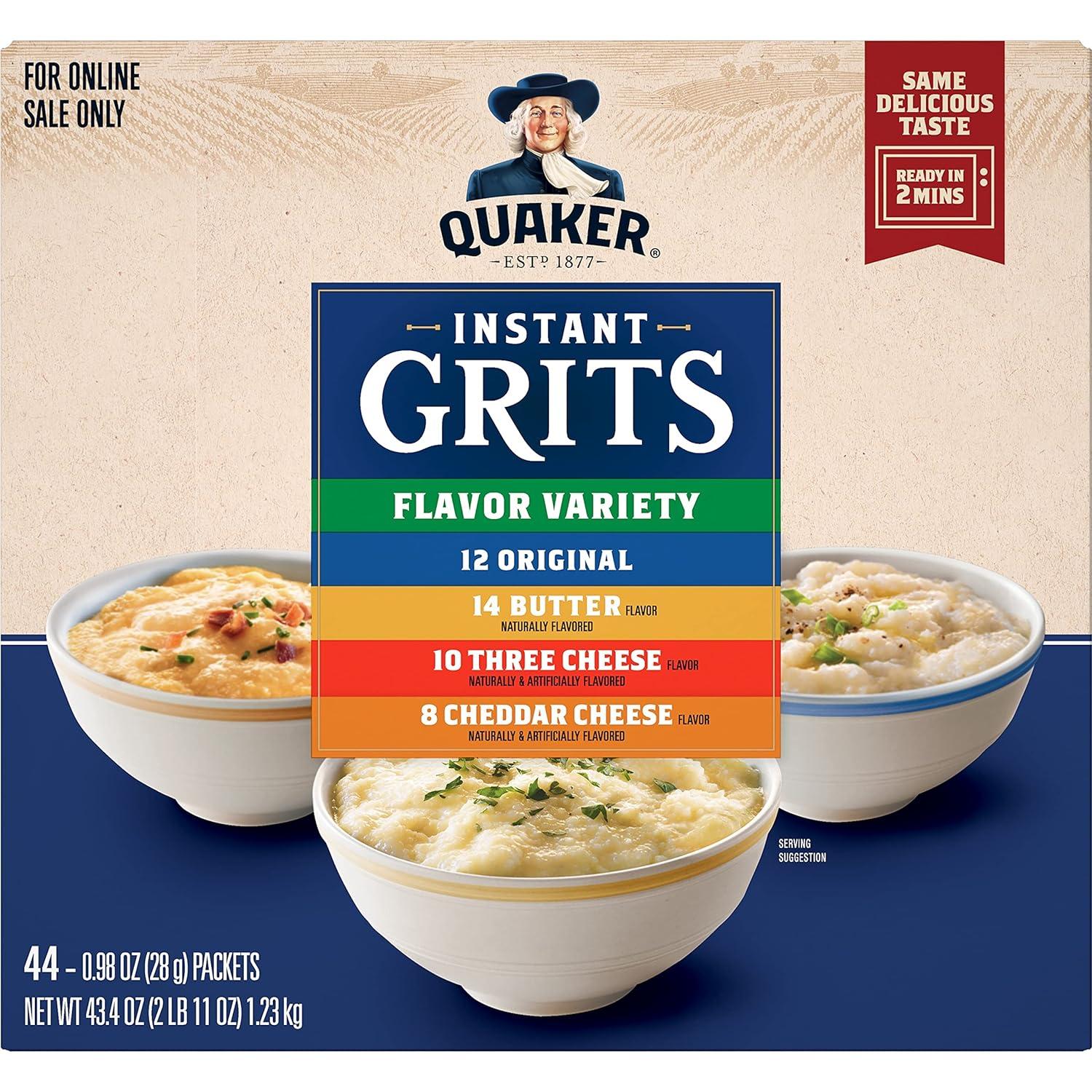image:imageQuaker Instant Grits 4 Flavor Variety Pack 098oz Packets44 Count Pack of 1098 Ounce Pack of 88