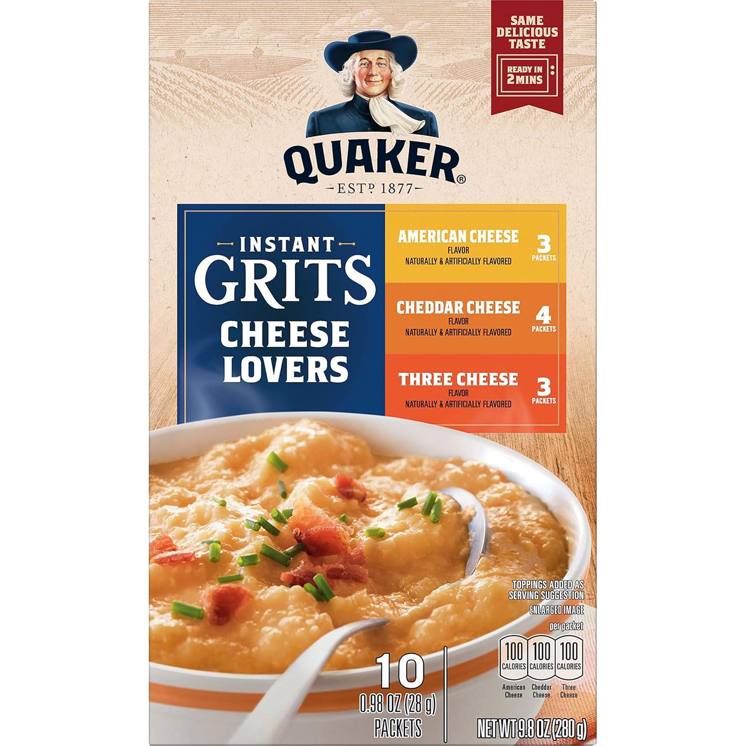 image:imageQuaker Instant Grits Cheese Lovers Variety Pack 098oz Packets 10 Pack