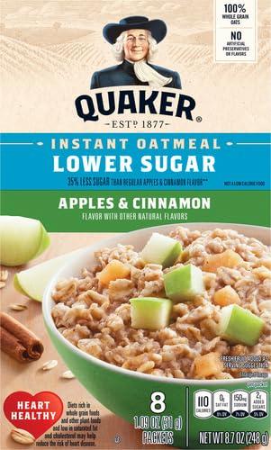 image:imageQuaker Instant Oatmeal Apple Cinnamon Lower Sugar 8 Count87 Ounce Pack of 2