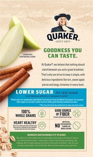 image:imageQuaker Instant Oatmeal Apple Cinnamon Lower Sugar 8 Count87 Ounce Pack of 2