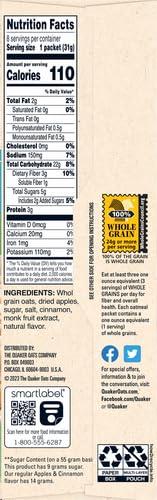 image:imageQuaker Instant Oatmeal Apple Cinnamon Lower Sugar 8 Count87 Ounce Pack of 2