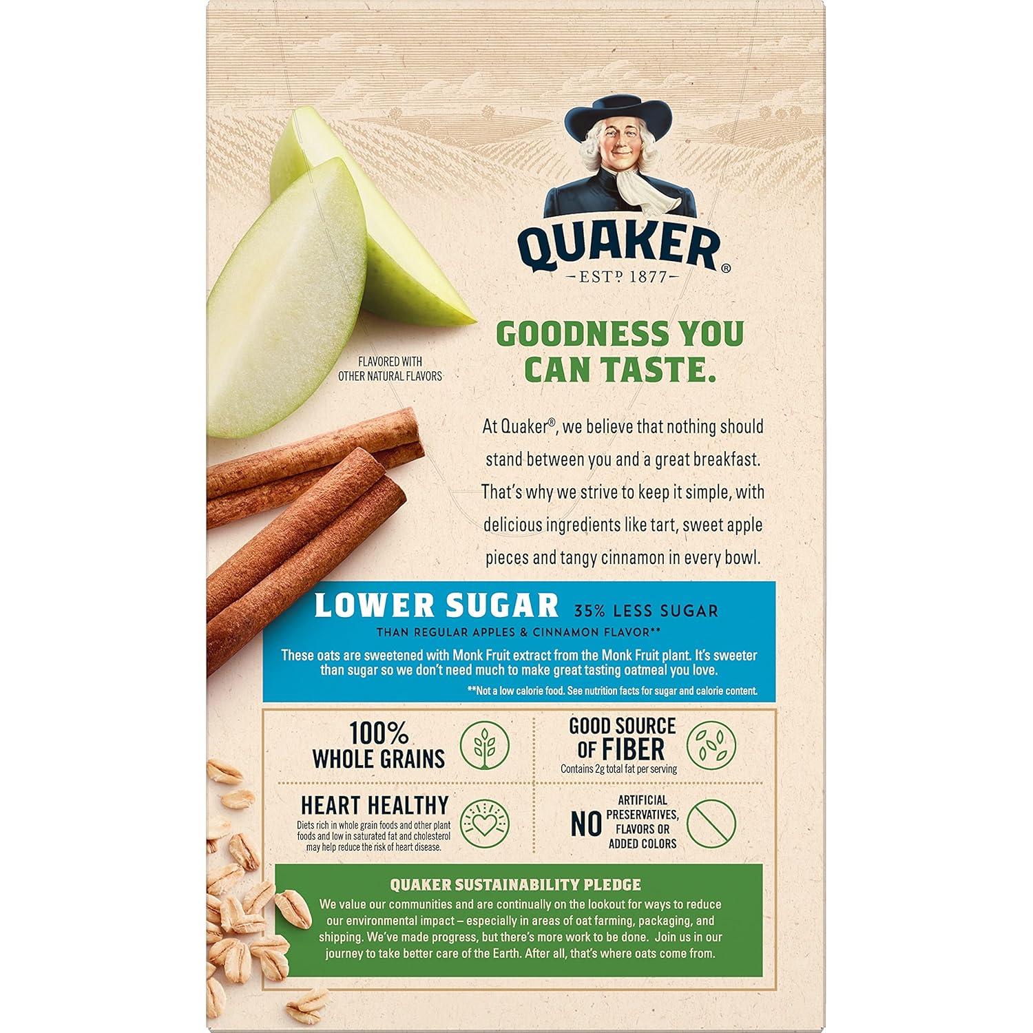 image:imageQuaker Instant Oatmeal Apple Cinnamon Lower Sugar 8 Count87 Ounce Pack of 2