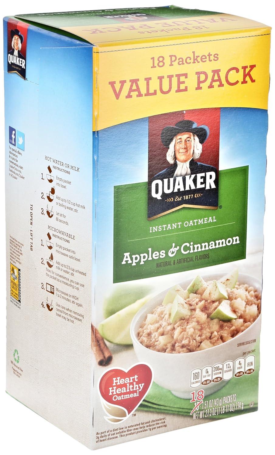 image:imageQuaker Instant Oatmeal Apples and Cinnamon 18 Count
