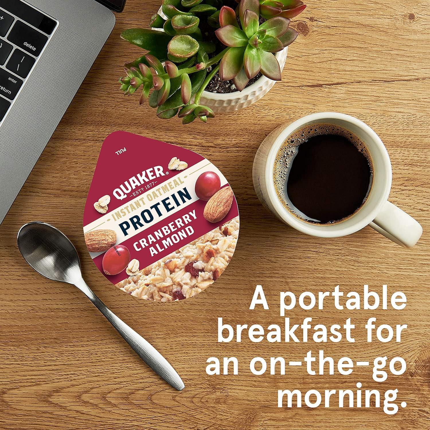 image:imageQuaker Instant Oatmeal Express Cups Maple amp Brown Sugar 169 Ounce Pack of 12Cranberry Almond Protein Express Cups 12 Ct