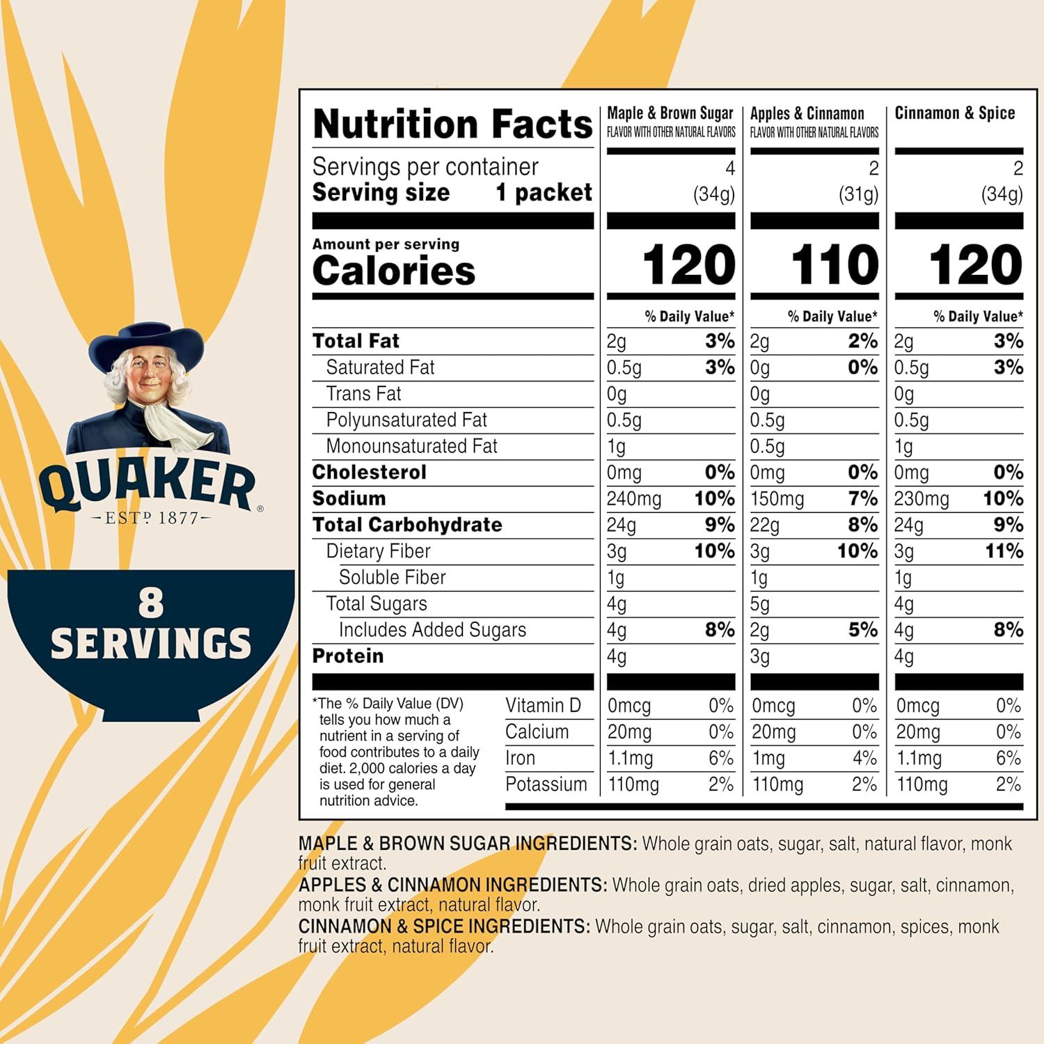 image:imageQuaker Instant Oatmeal Lower Sugar Variety 8 Pkts 93 Ounce