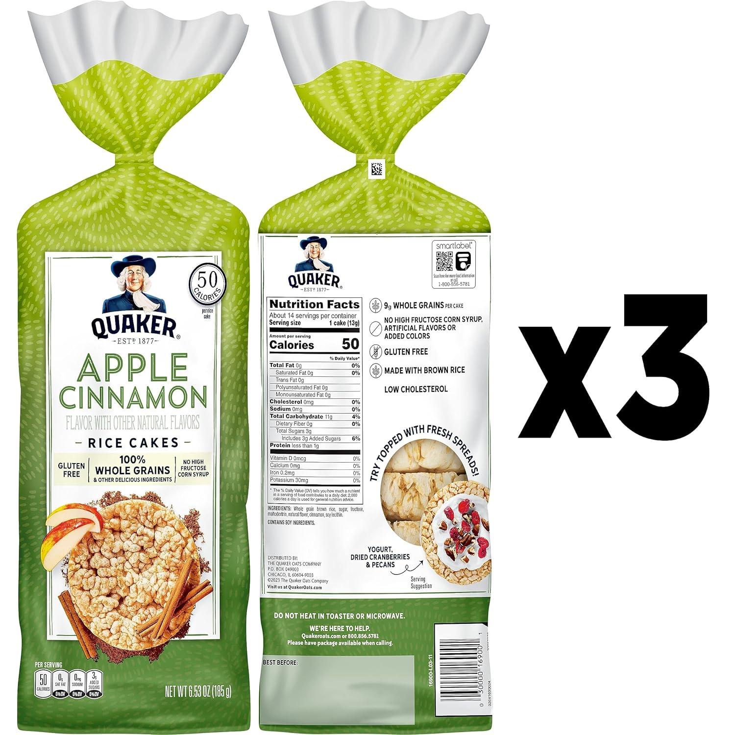 image:imageQuaker Large Rice Cakes Apple Cinnamon Pack of 3Apple Cinnamon