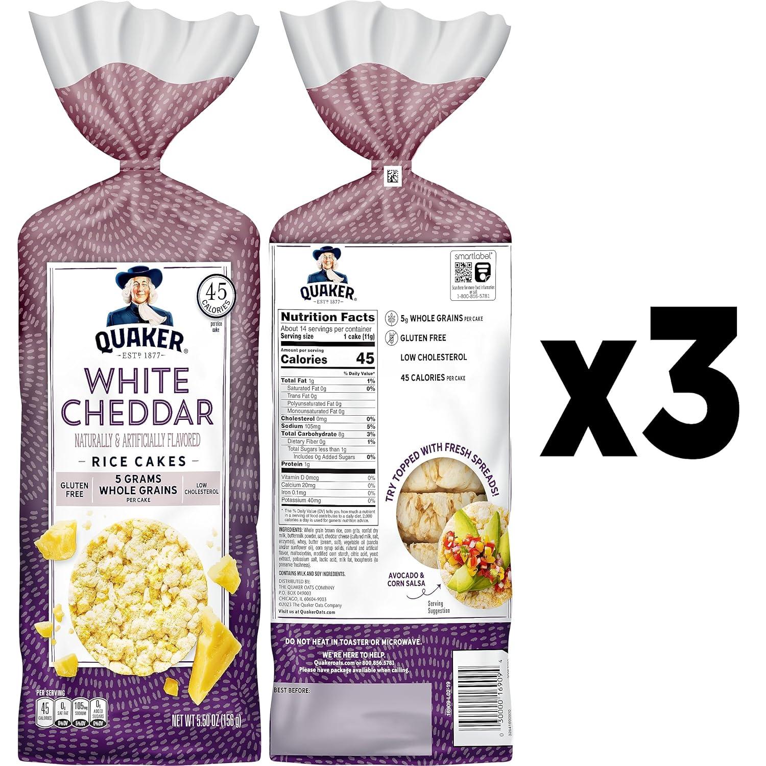 image:imageQuaker Large Rice Cakes Apple Cinnamon Pack of 3White Cheddar
