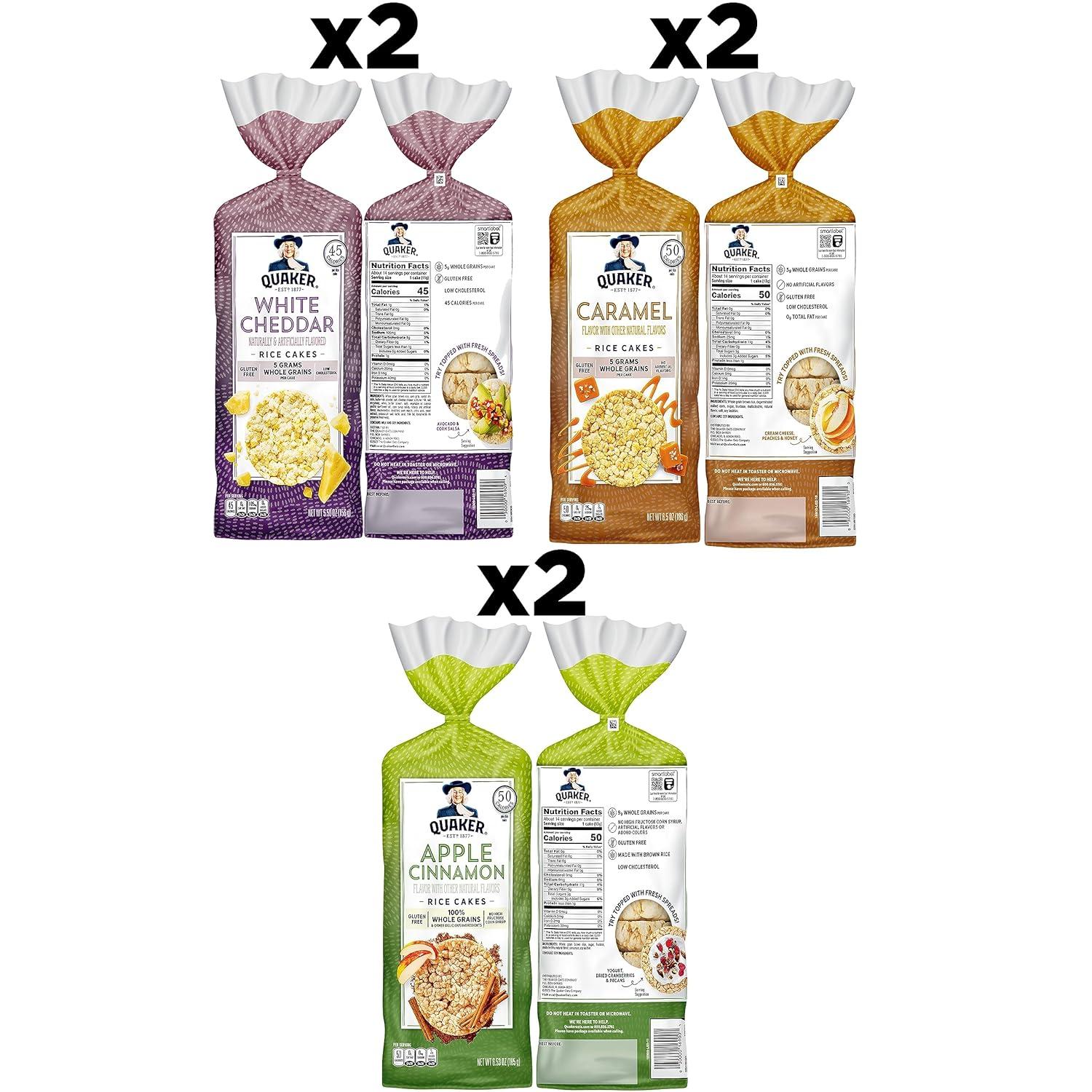 image:imageQuaker Large Rice Cakes Lightly Salted Gluten Free 100 Whole Grains 447 Oz Pack of 6Flavored Variety