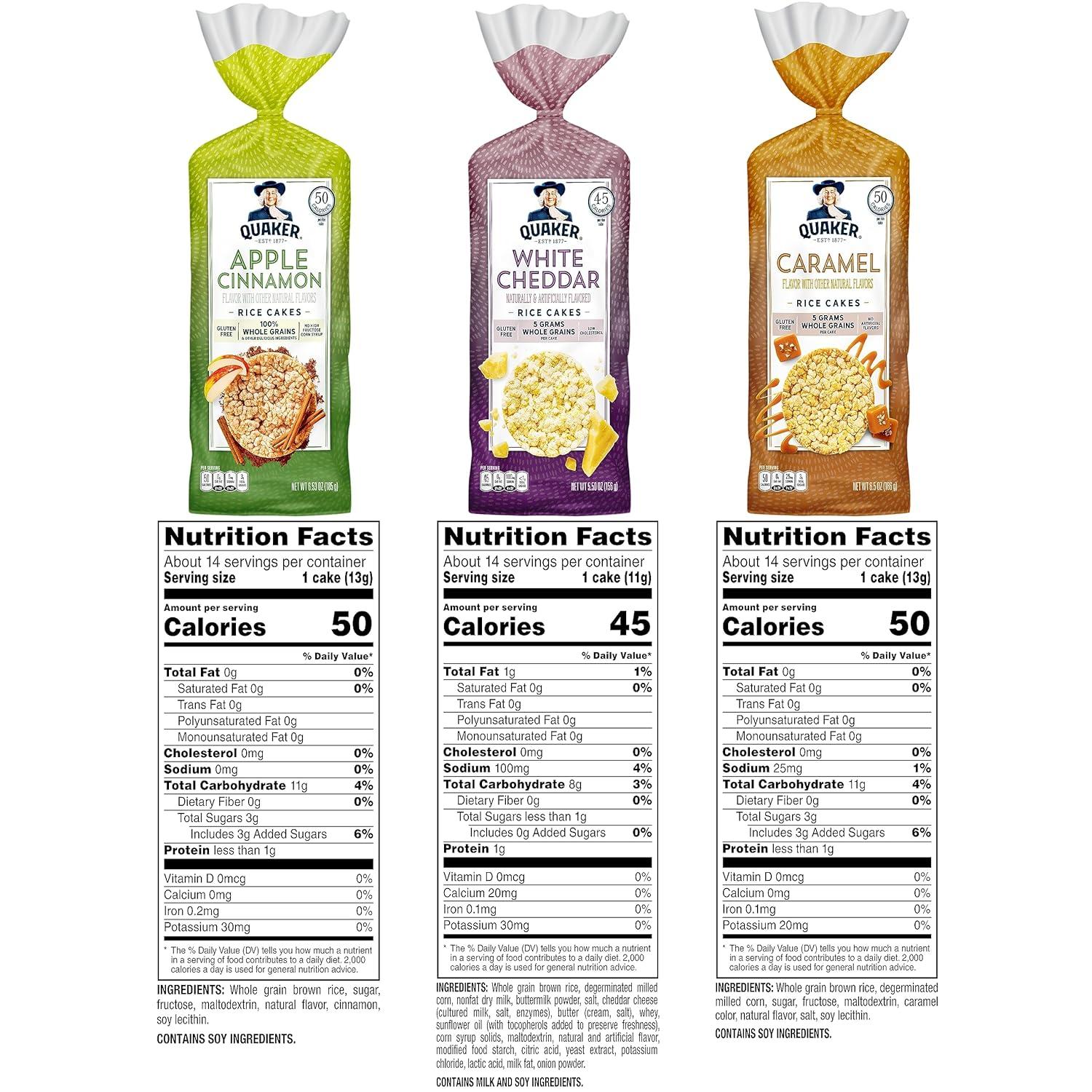 image:imageQuaker Large Rice Cakes Lightly Salted Gluten Free 100 Whole Grains 447 Oz Pack of 6Flavored Variety