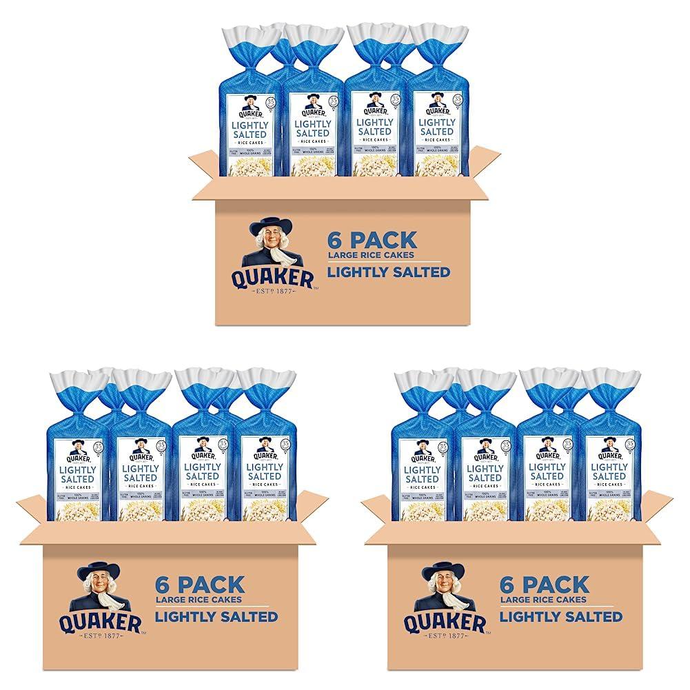 image:imageQuaker Large Rice Cakes Lightly Salted Gluten Free 100 Whole Grains 447 Oz Pack of 6Lightly Salted
