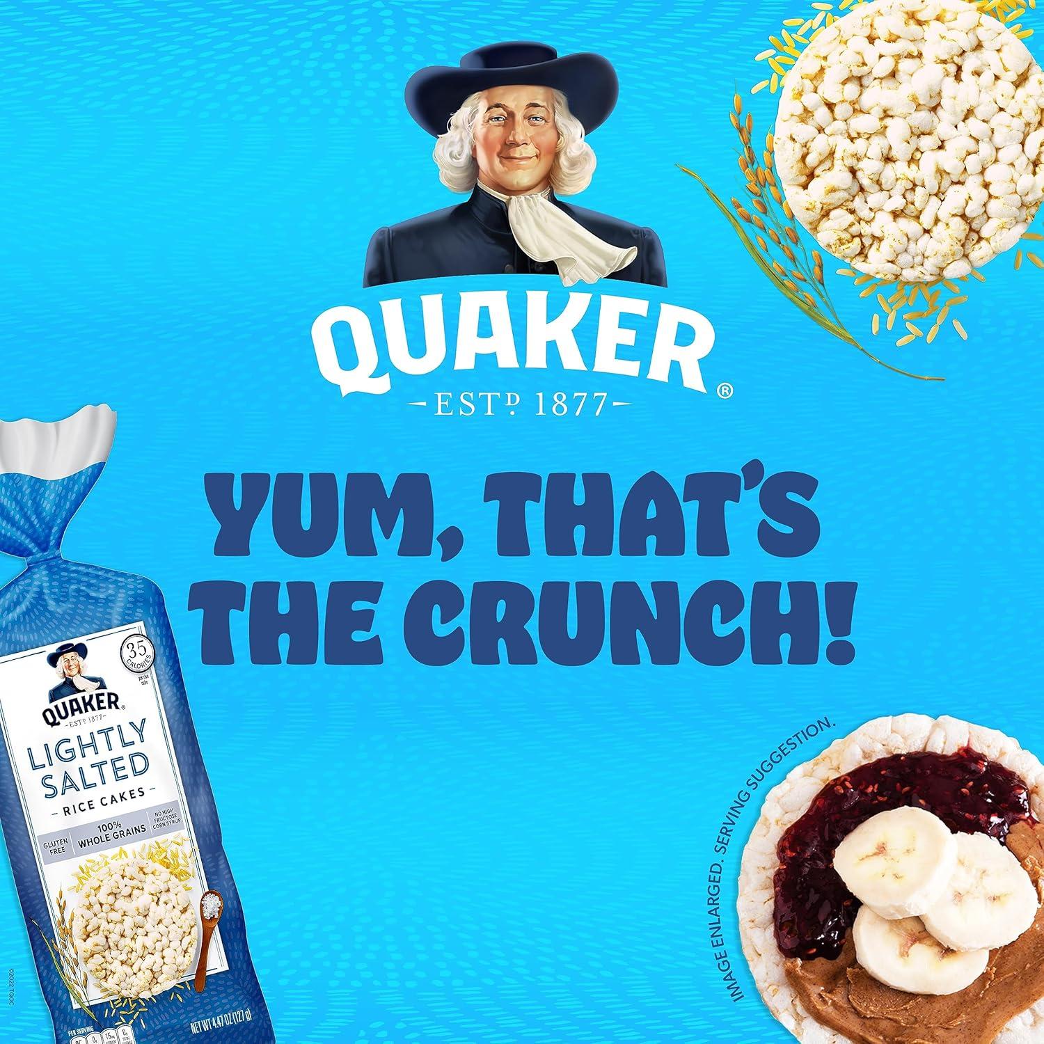 image:imageQuaker Large Rice Cakes Lightly Salted Gluten Free 100 Whole Grains 447 Oz Pack of 6Lightly Salted