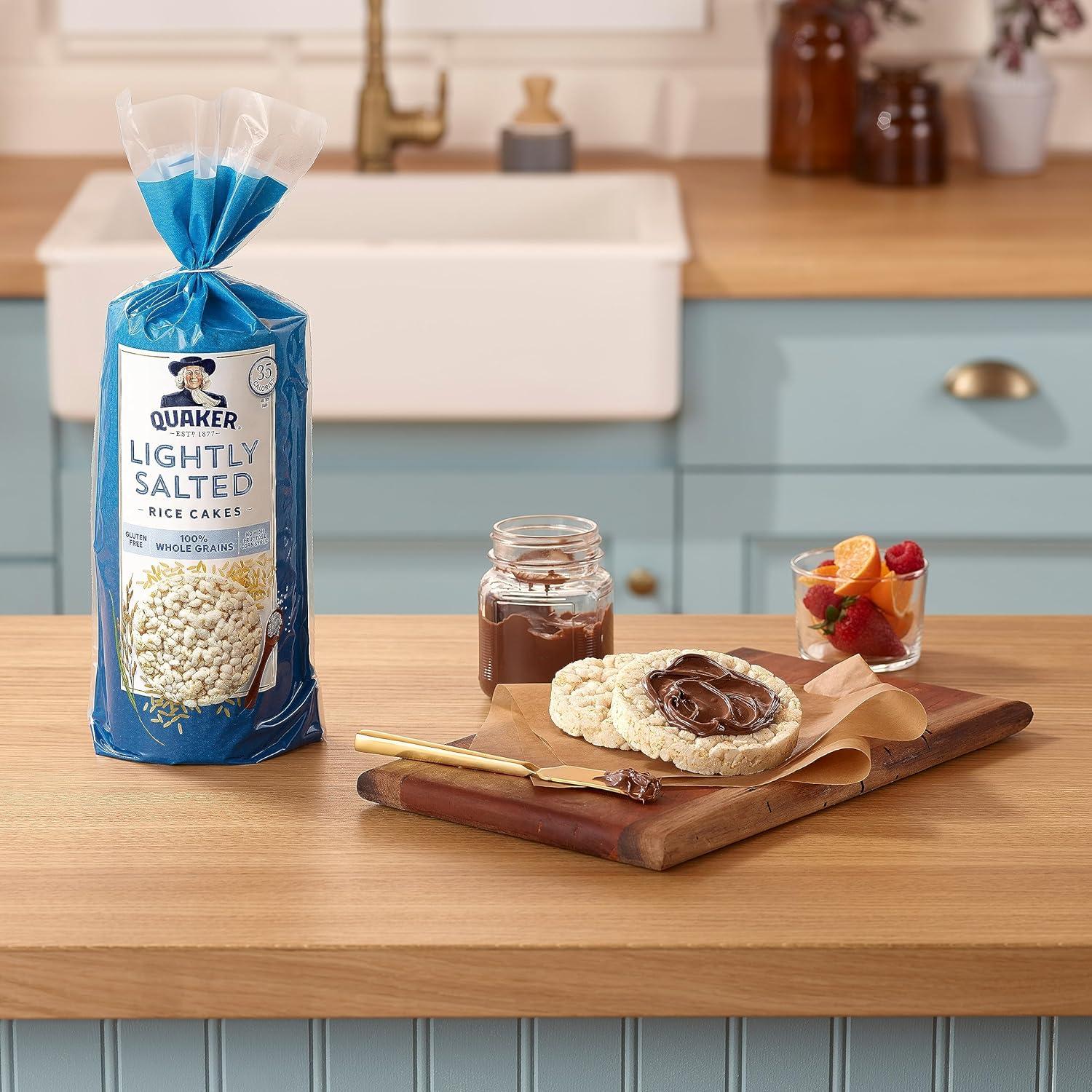 image:imageQuaker Large Rice Cakes Lightly Salted Gluten Free 100 Whole Grains 447 Oz Pack of 6Topper Variety Pack