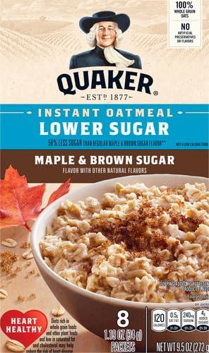 image:imageQuaker Lower Sugar Instant Oatmeal Maple Brown Sugar 119oz Packets 8 Count Pack of 1