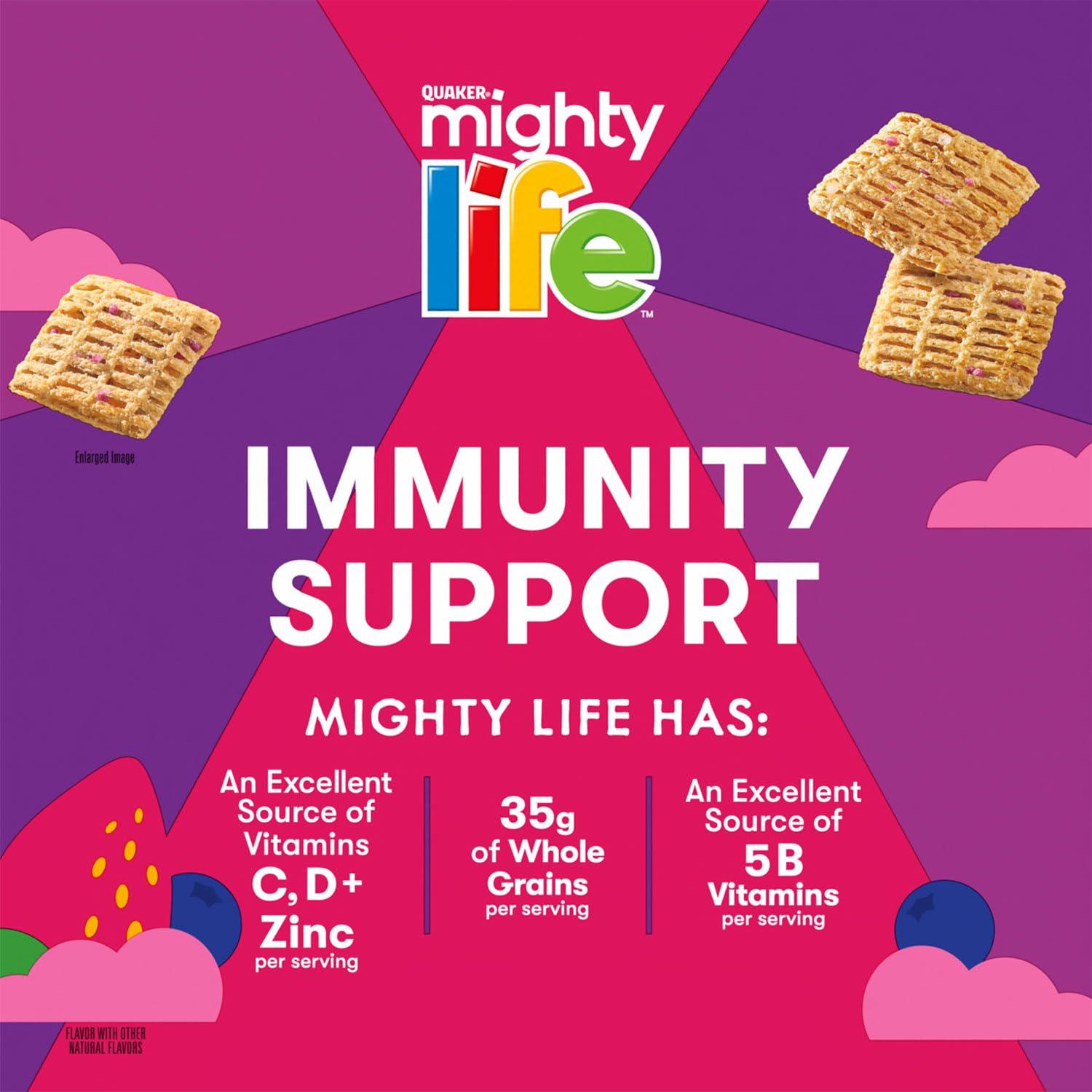 image:imageQuaker Mighty Life Multigrain Cereal Strawberry Blueberry Bliss Immunity Support 223 Oz Family SizeMighty Life Strawberry Blueberry Bliss