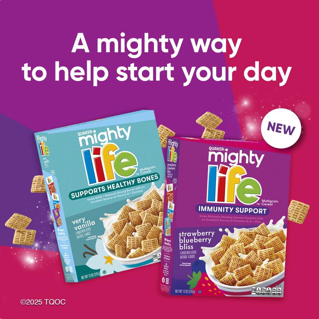 image:imageQuaker Mighty Life Multigrain Cereal Strawberry Blueberry Bliss Immunity Support 223 Oz Family SizeMighty Life Very Vanilla