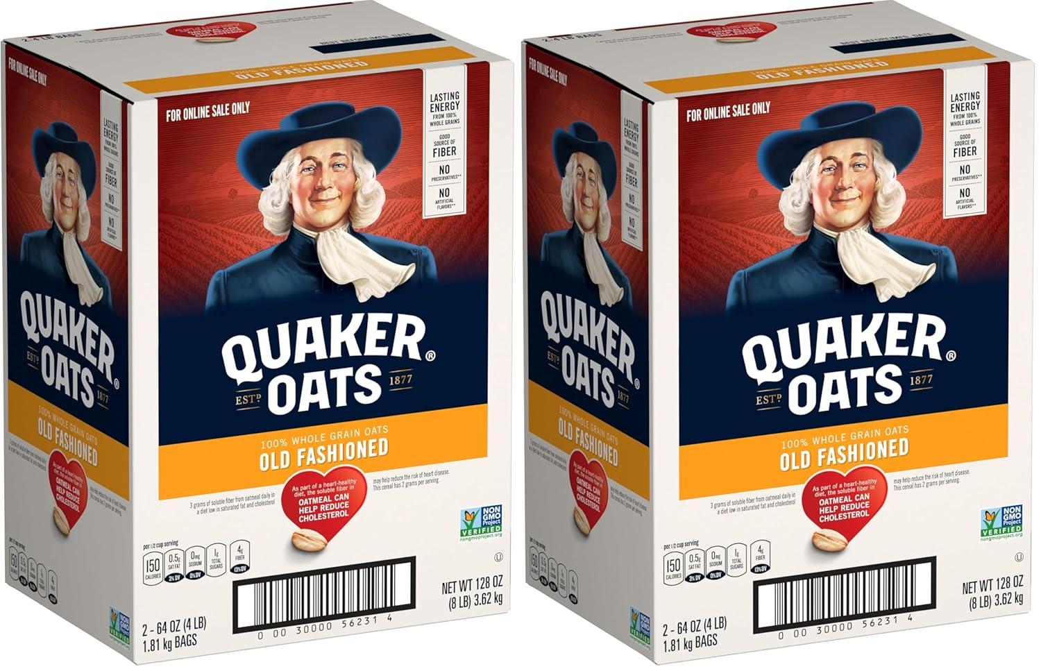 image:imageQuaker Old Fashioned Rolled Oats Non GMO Project Verified Two 64oz Bags in Box 90 Servings 4 Pound Pack of 2Quaker Old Fashioned