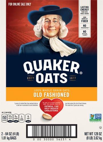 image:imageQuaker Old Fashioned Rolled Oats Non GMO Project Verified Two 64oz Bags in Box 90 Servings 4 Pound Pack of 2Quaker Old Fashioned