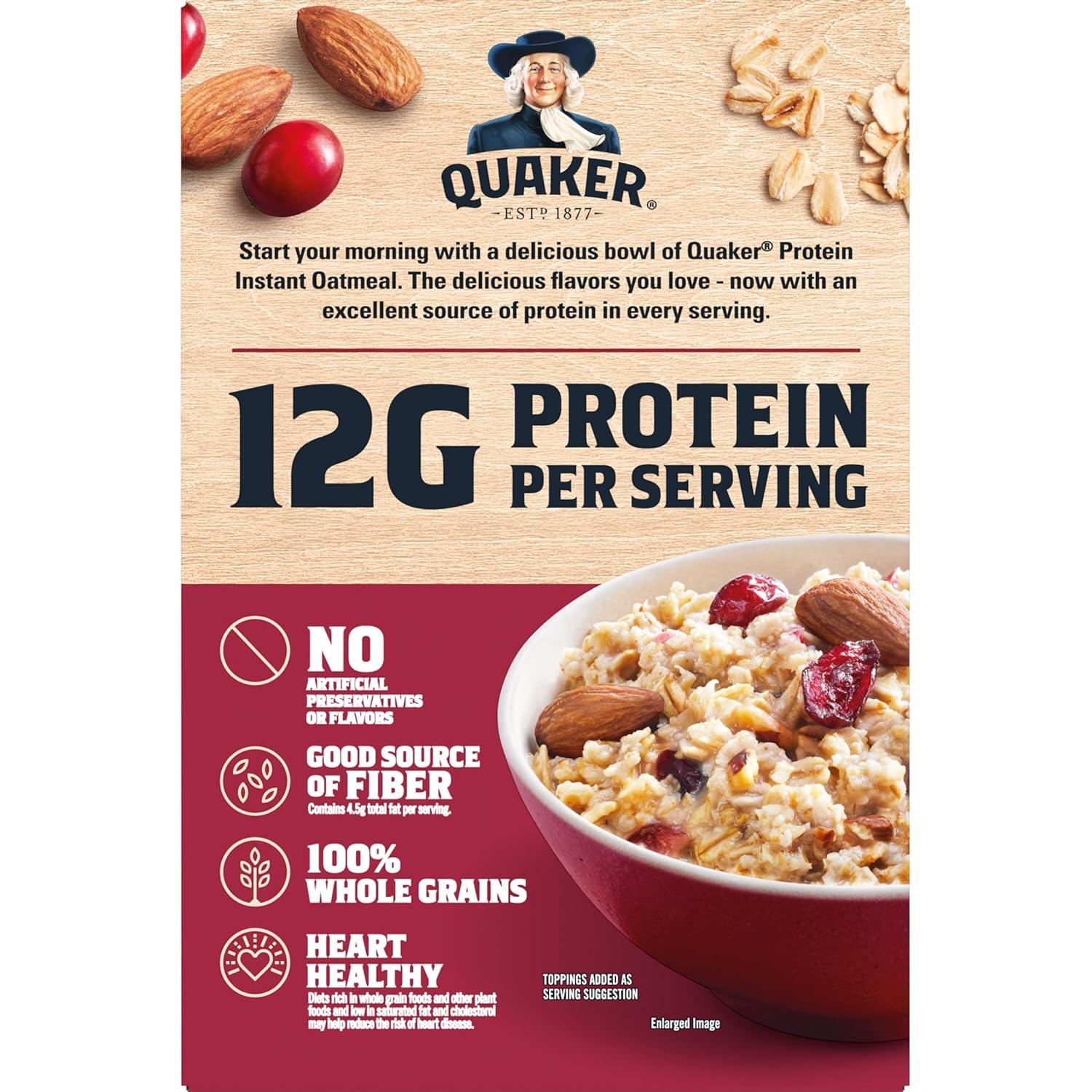 image:imageQuaker Organic Instant Oatmeal Maple amp Brown Sugar Breakfast Cereal 144 Oz Pack of 8Protein Cranberry Almond