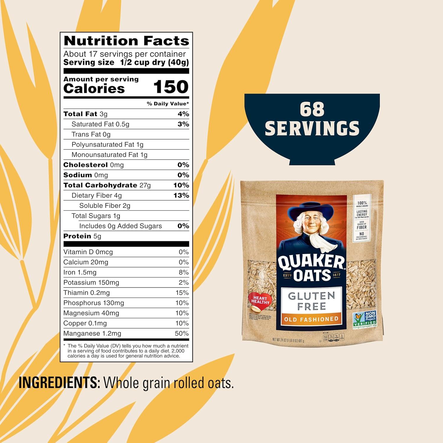 image:imageQuaker Organic Quick Cook Oatmeal Breakfast Cereal NonGMO Project Verified 24 OzPack of 4Gluten Free Old Fashioned
