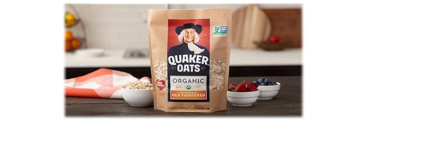 image:imageQuaker Organic Quick Cook Oatmeal Breakfast Cereal NonGMO Project Verified 24 OzPack of 4Organic Old Fashioned Oats