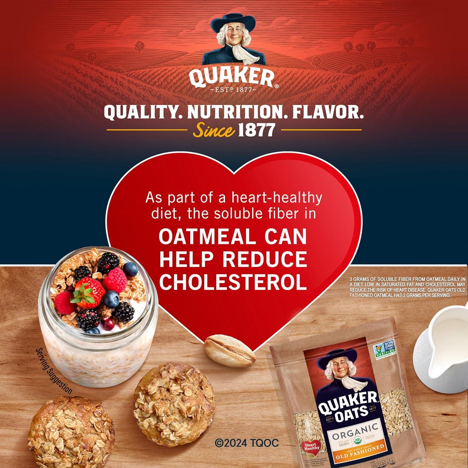 image:imageQuaker Organic Quick Cook Oatmeal Breakfast Cereal NonGMO Project Verified 24 OzPack of 4Organic Old Fashioned Oats