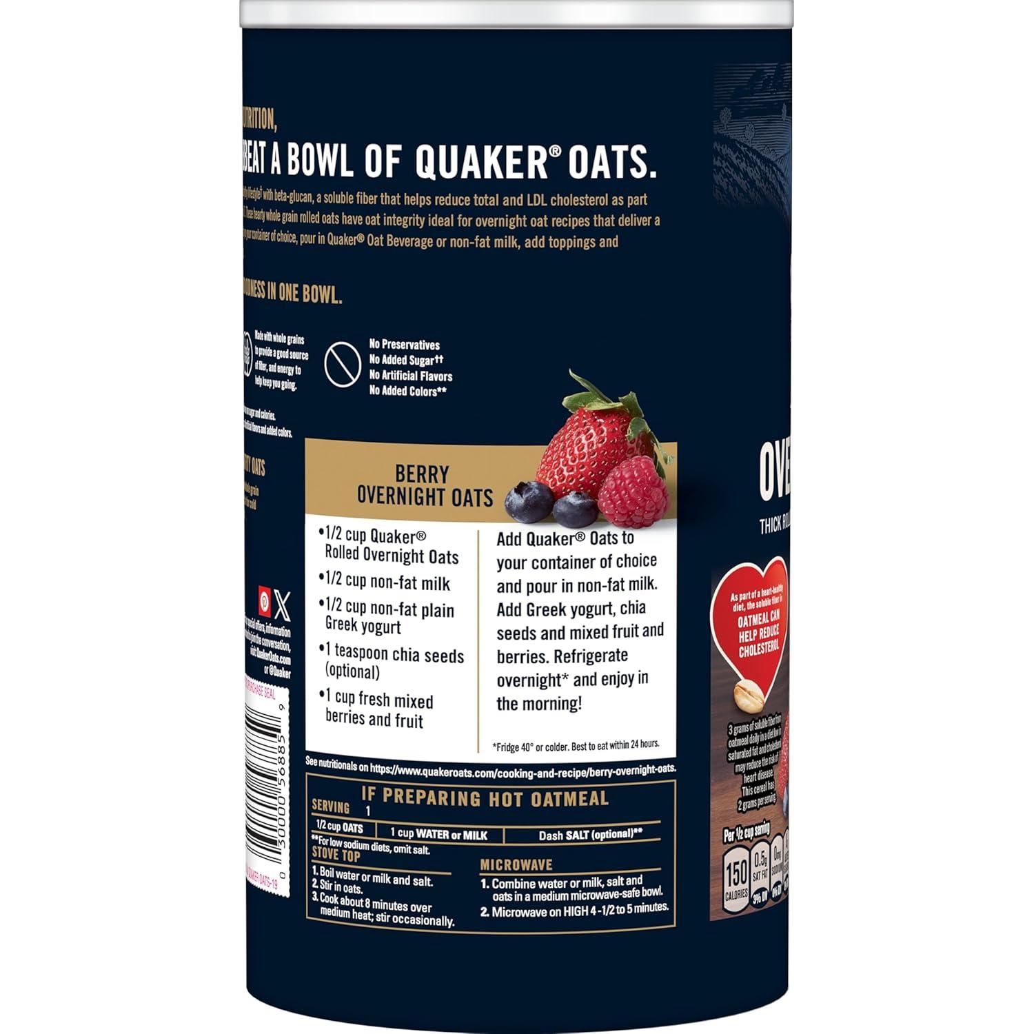 image:imageQuaker Organic Quick Cook Oatmeal Breakfast Cereal NonGMO Project Verified 24 OzPack of 4Whole Grain Overnight Oats