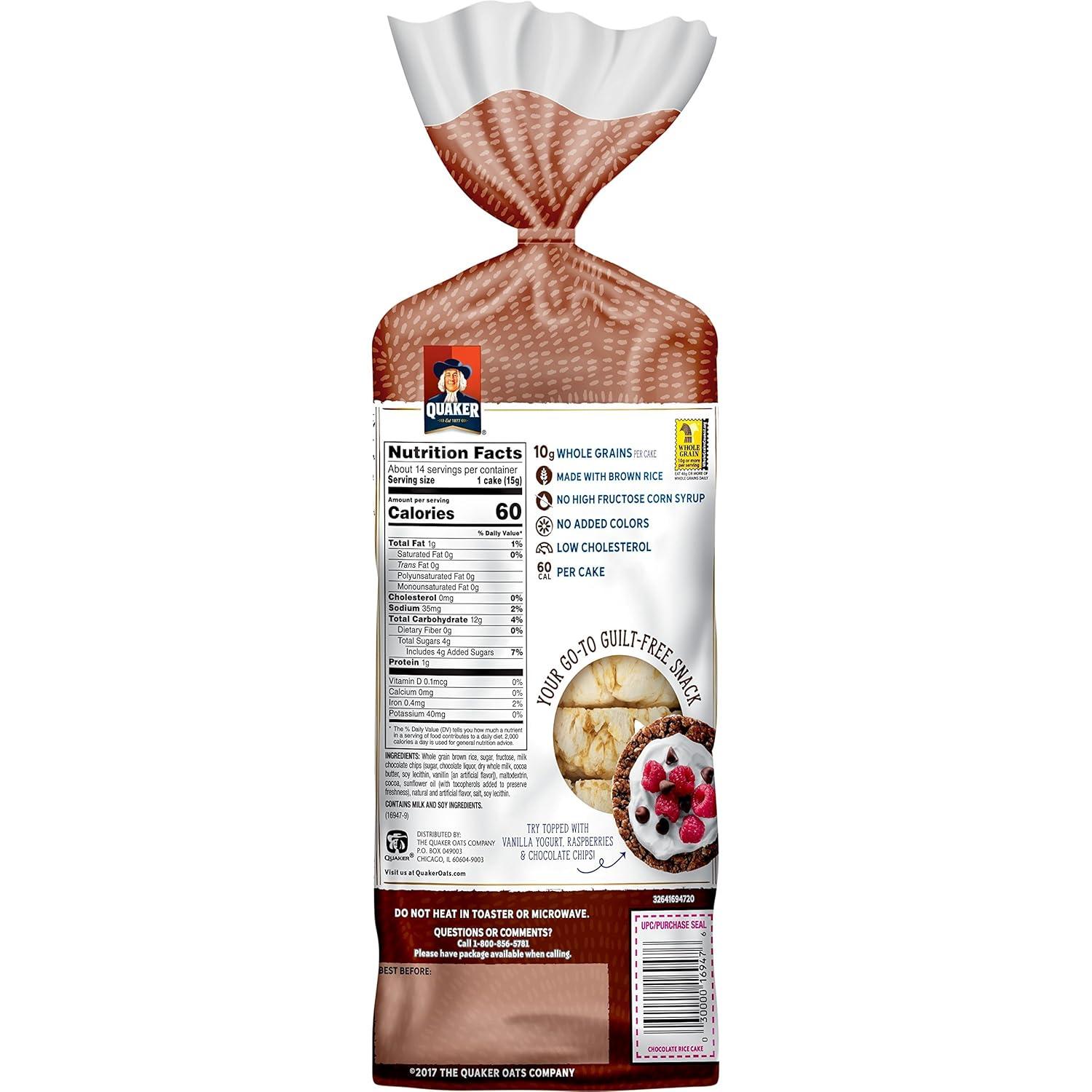 image:imageQuaker Rice Cakes Chocolate Crunch 723 ozNatural and Artificial Flavor