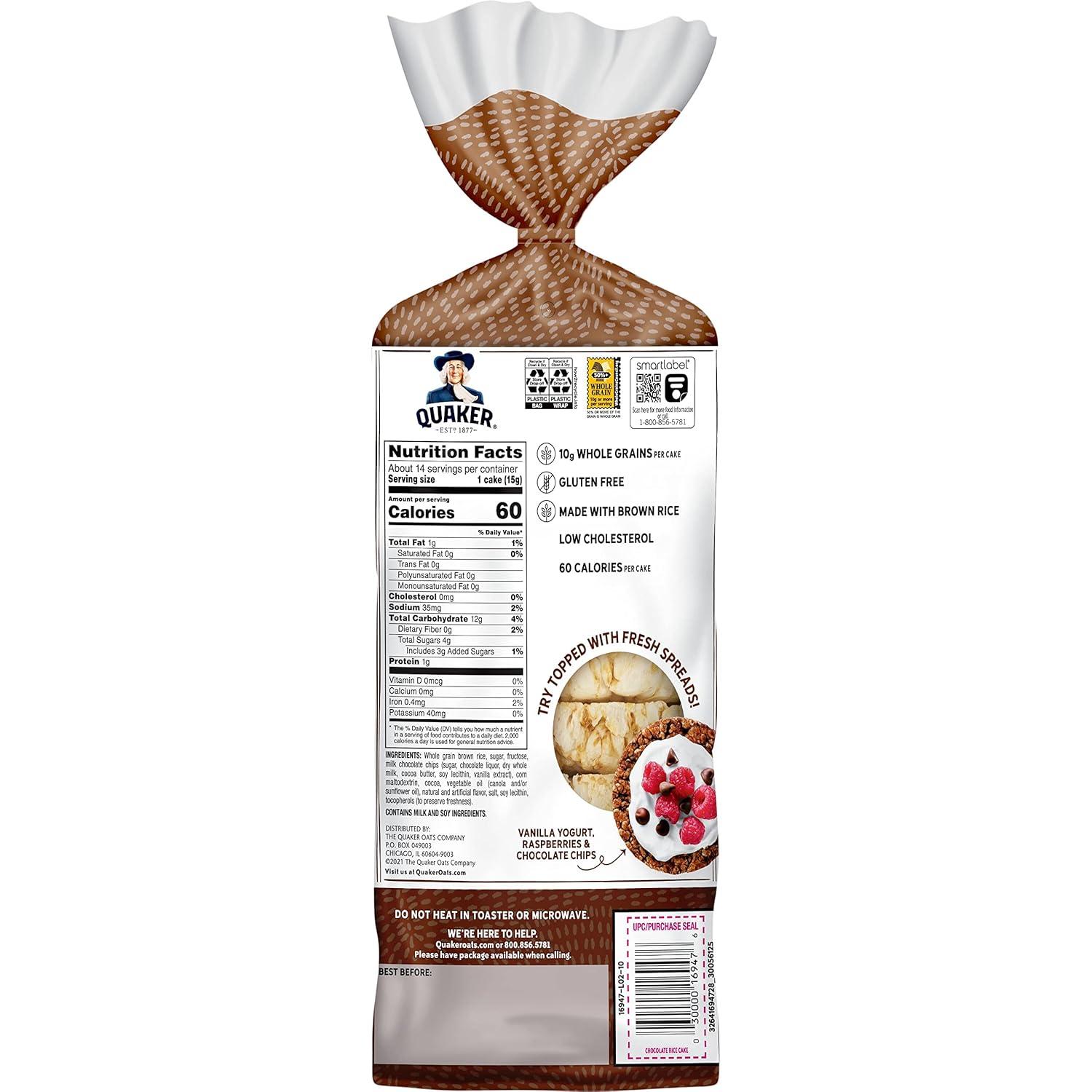 image:imageQuaker Rice Cakes Chocolate Crunch 723 ozNatural and Artificial Flavor