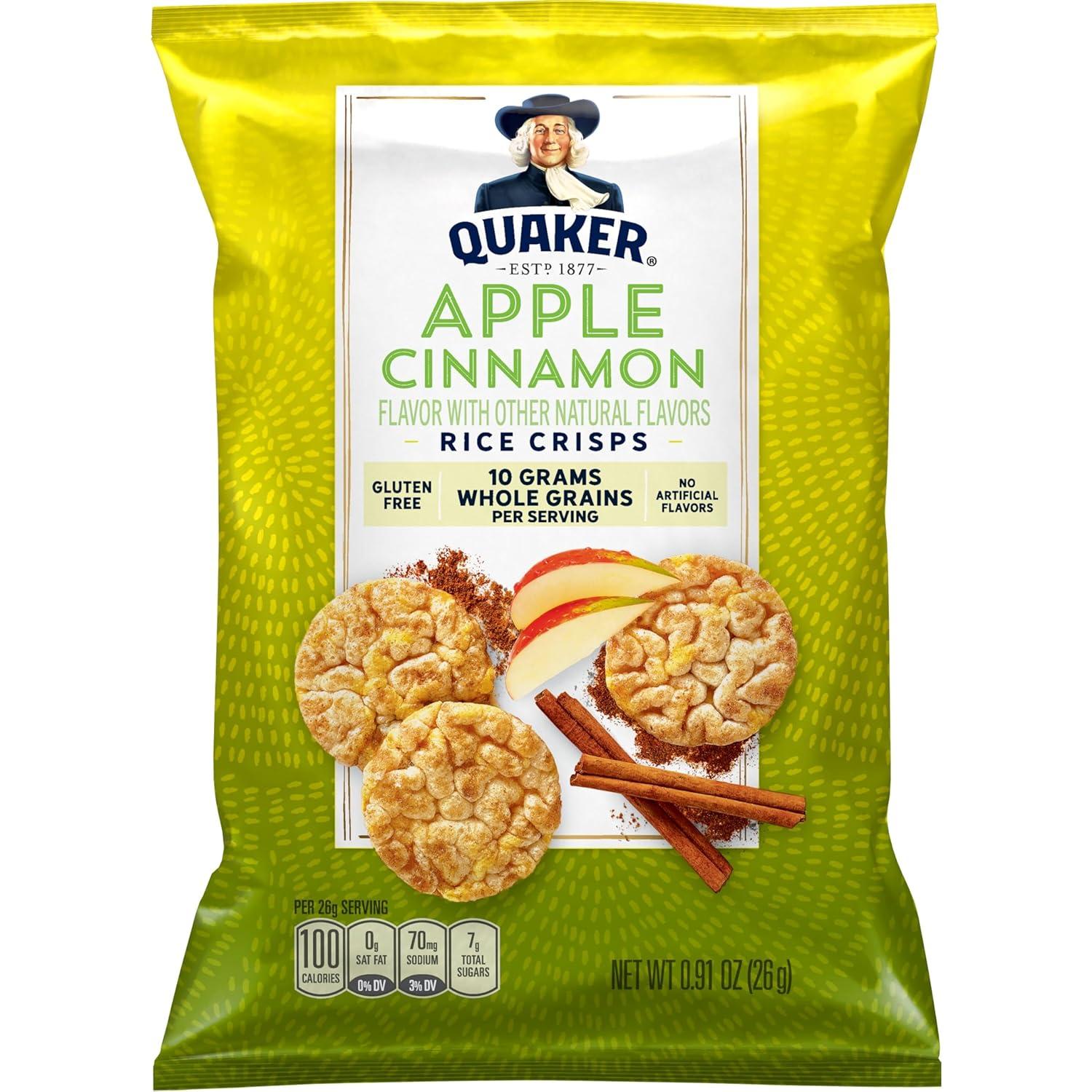 image:imageQuaker Rice Crisps Gluten Free Cheddar 067 Oz 30 CountApple Cinnamon