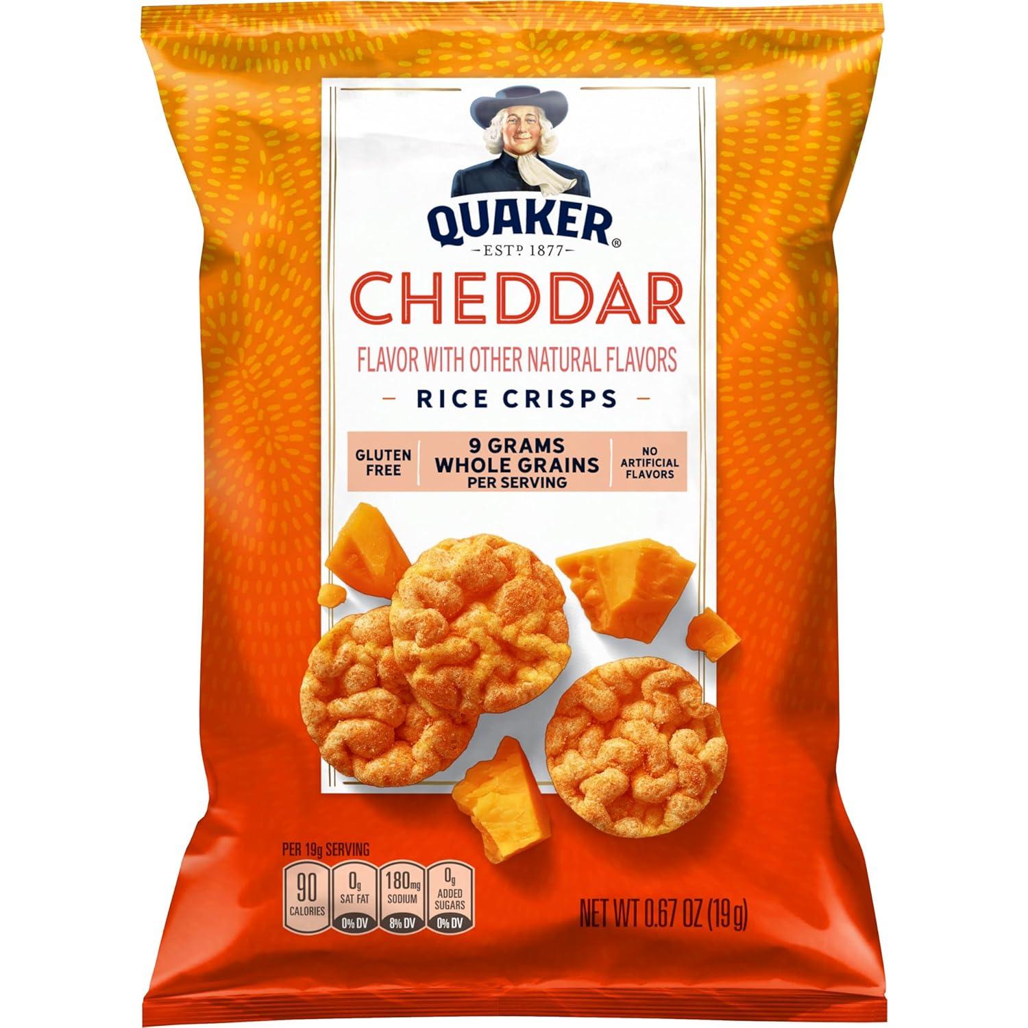 image:imageQuaker Rice Crisps Gluten Free Cheddar 067 Oz 30 CountCheddar Cheese