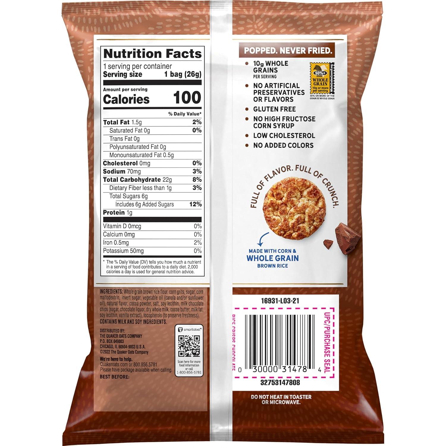 image:imageQuaker Rice Crisps Gluten Free Cheddar 067 Oz 30 CountChocolate