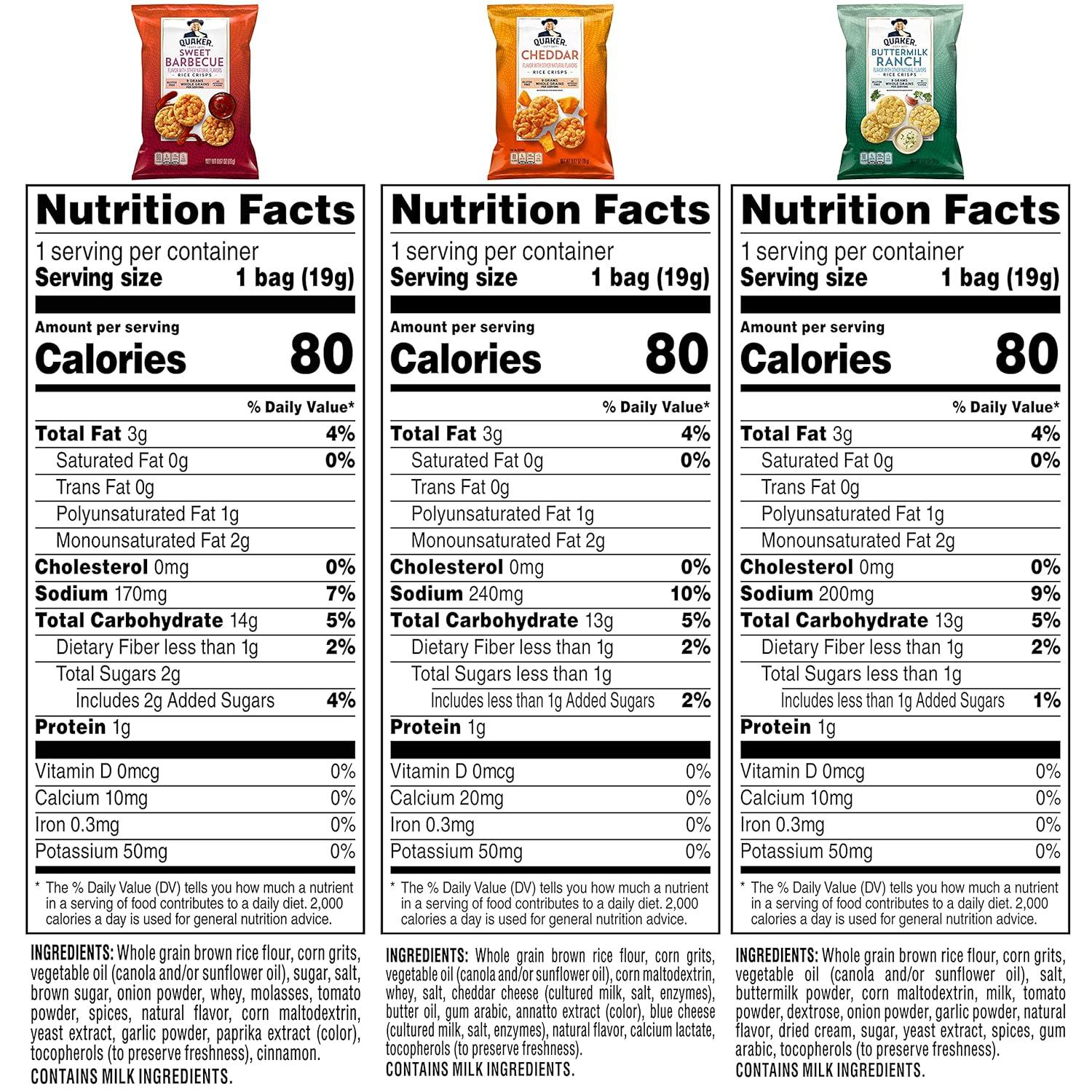 image:imageQuaker Rice Crisps Gluten Free Cheddar 067 Oz 30 CountSavory Variety Pack