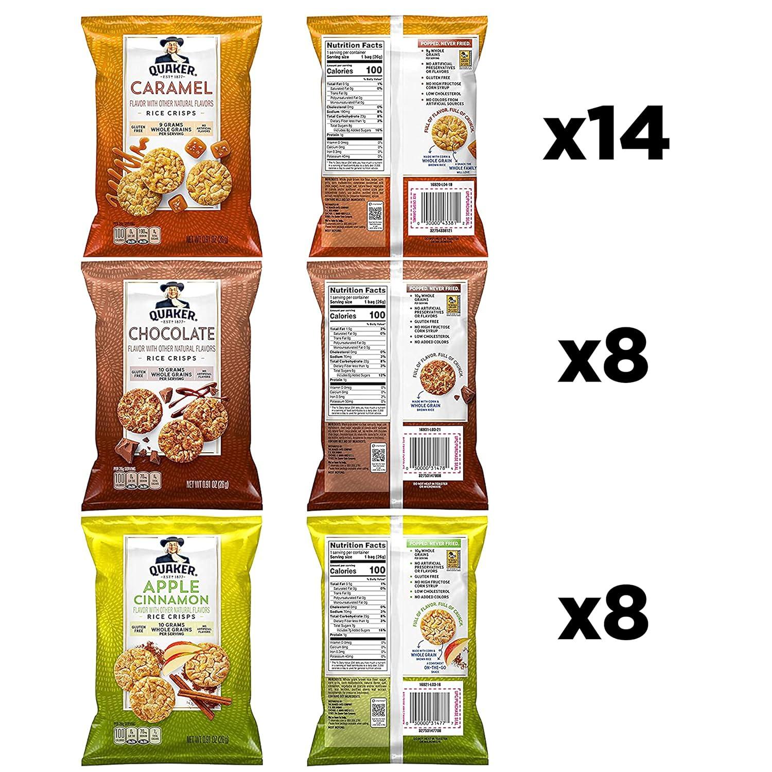 image:imageQuaker Rice Crisps Gluten Free Cheddar 067 Oz 30 CountSweet Variety Pack