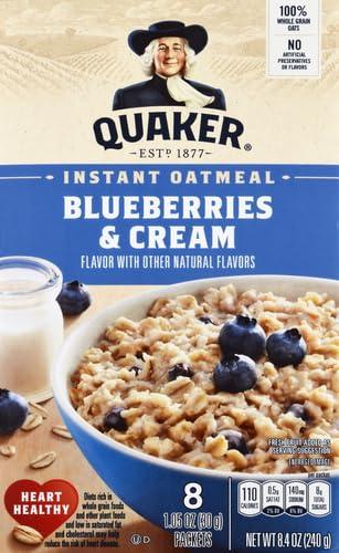 image:imageQuaker Steel Cut Oats Quick 3minute Oatmeal Cranberries and Blueberries Breakfast Cereal 8 Packets Per Box Pack of 6 BoxesBlueberries Cream