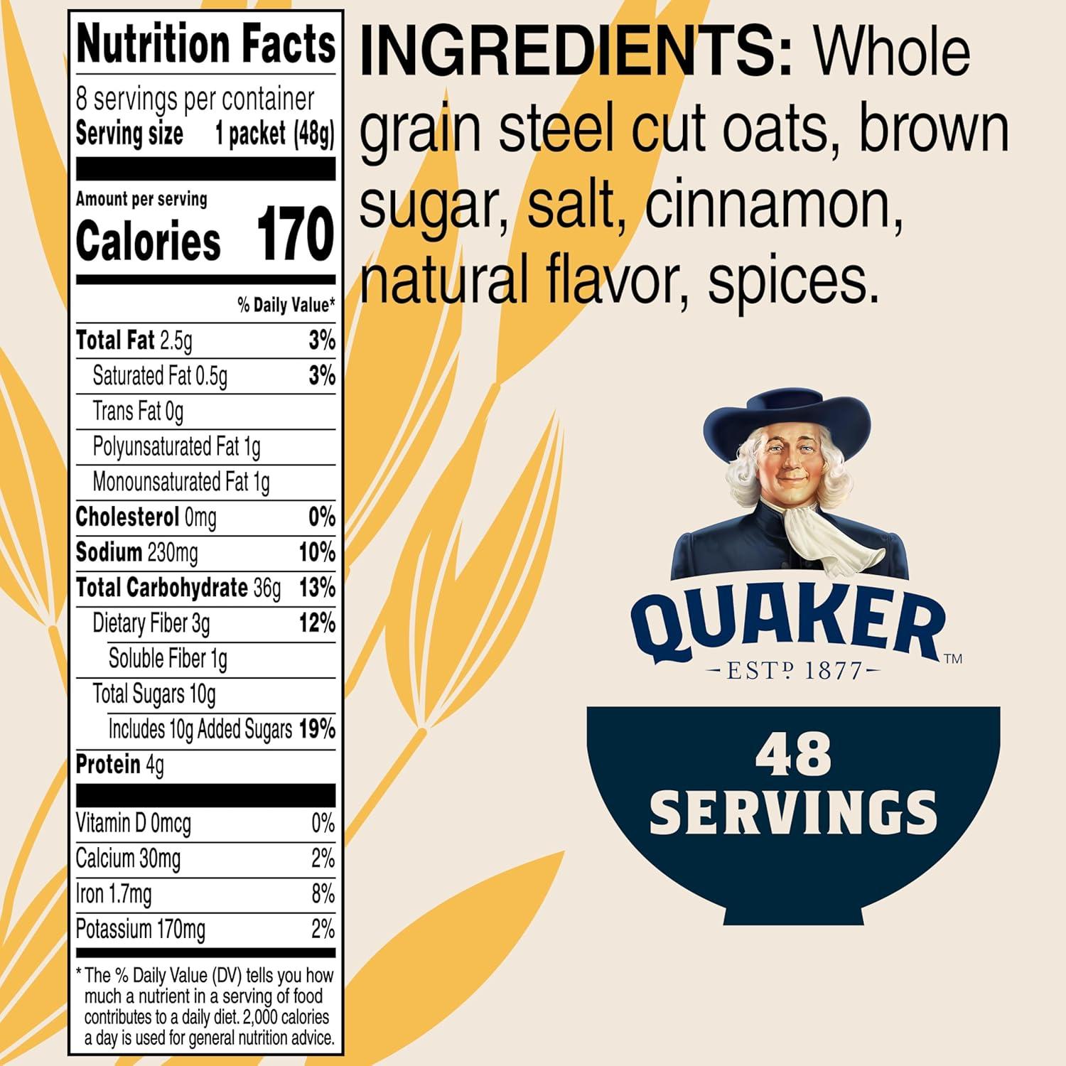 image:imageQuaker Steel Cut Oats Quick 3minute Oatmeal Cranberries and Blueberries Breakfast Cereal 8 Packets Per Box Pack of 6 BoxesBrown Sugar Cinnamon