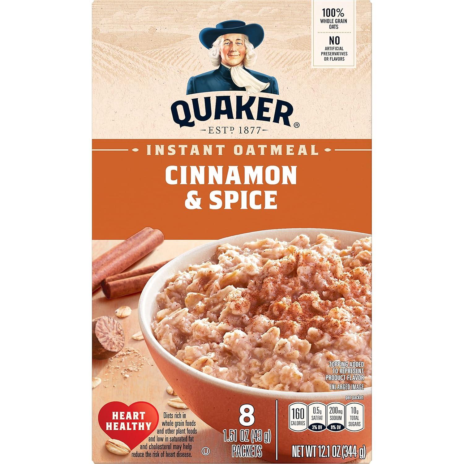 image:imageQuaker Steel Cut Oats Quick 3minute Oatmeal Cranberries and Blueberries Breakfast Cereal 8 Packets Per Box Pack of 6 BoxesCinnamon Spice