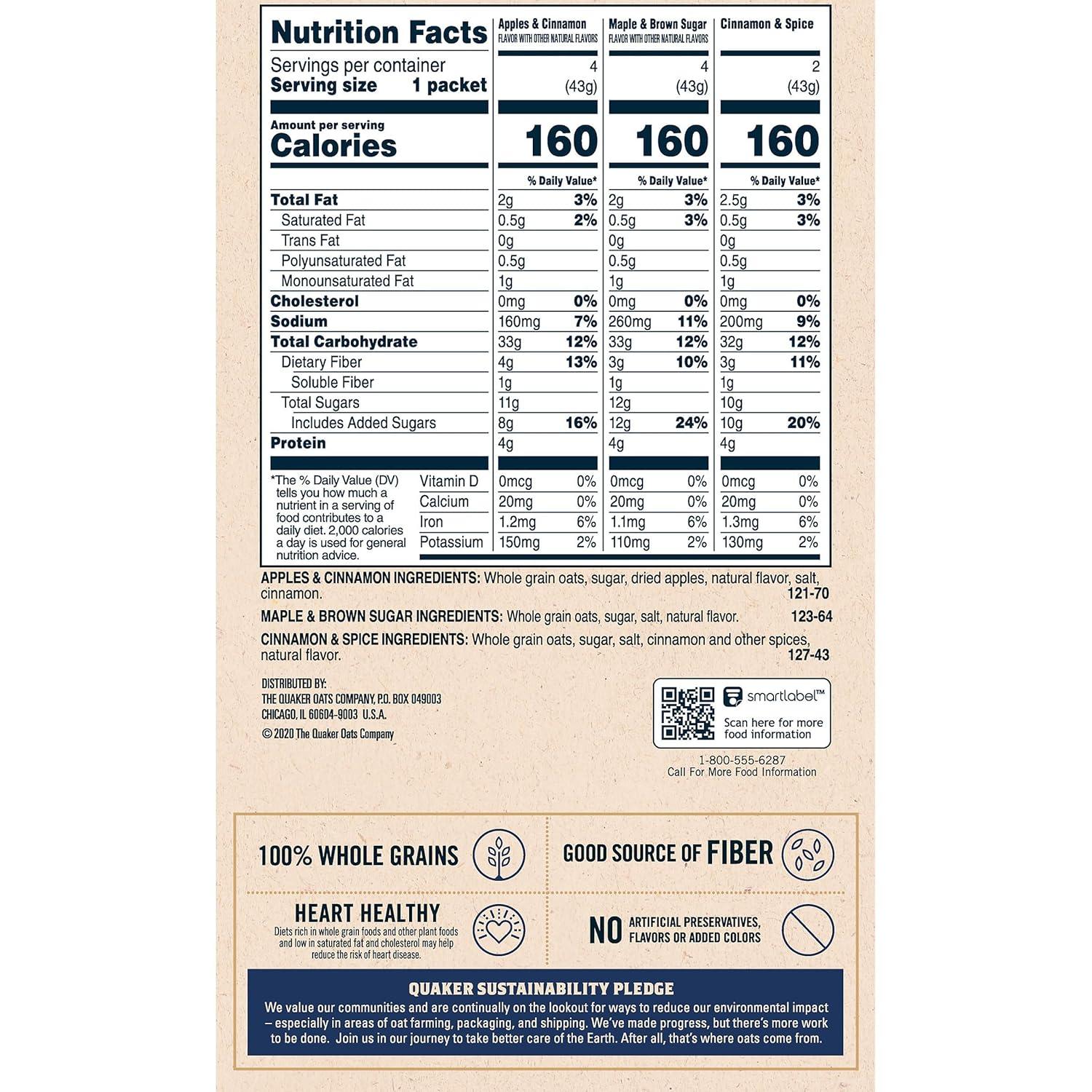 image:imageQuaker Steel Cut Oats Quick 3minute Oatmeal Cranberries and Blueberries Breakfast Cereal 8 Packets Per Box Pack of 6 BoxesCinnamon Brown