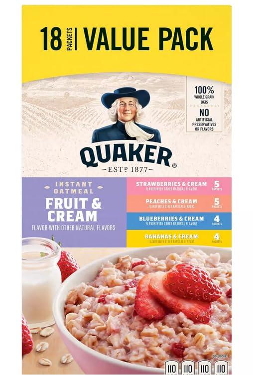 image:imageQuaker Steel Cut Oats Quick 3minute Oatmeal Cranberries and Blueberries Breakfast Cereal 8 Packets Per Box Pack of 6 BoxesFruit Cream