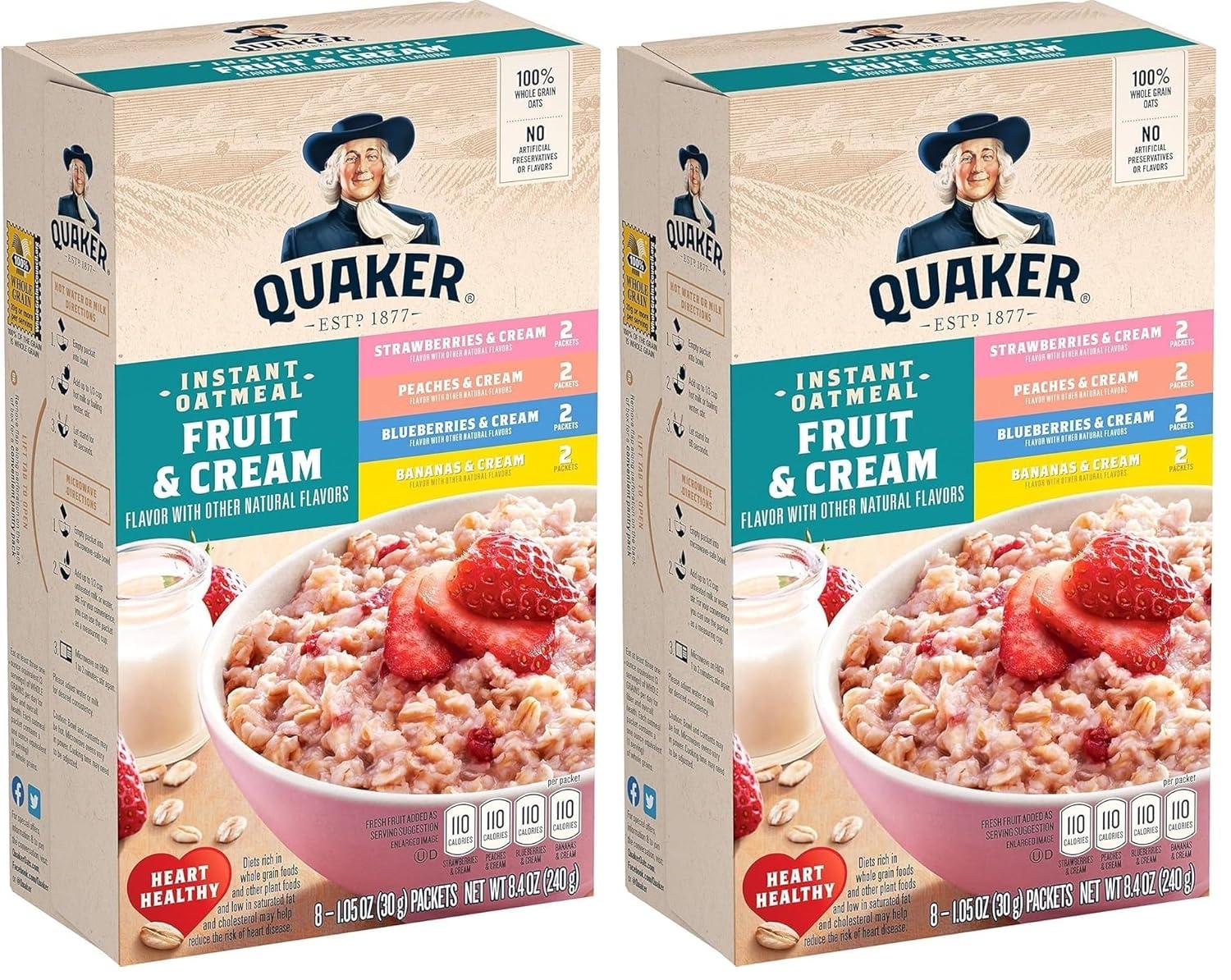 image:imageQuaker Steel Cut Oats Quick 3minute Oatmeal Cranberries and Blueberries Breakfast Cereal 8 Packets Per Box Pack of 6 BoxesFruit Cream
