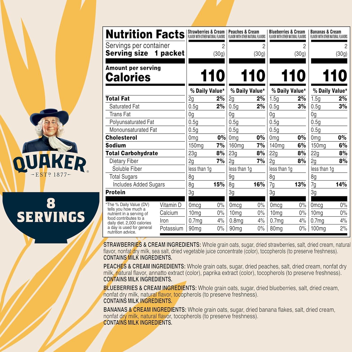 image:imageQuaker Steel Cut Oats Quick 3minute Oatmeal Cranberries and Blueberries Breakfast Cereal 8 Packets Per Box Pack of 6 BoxesFruit Cream