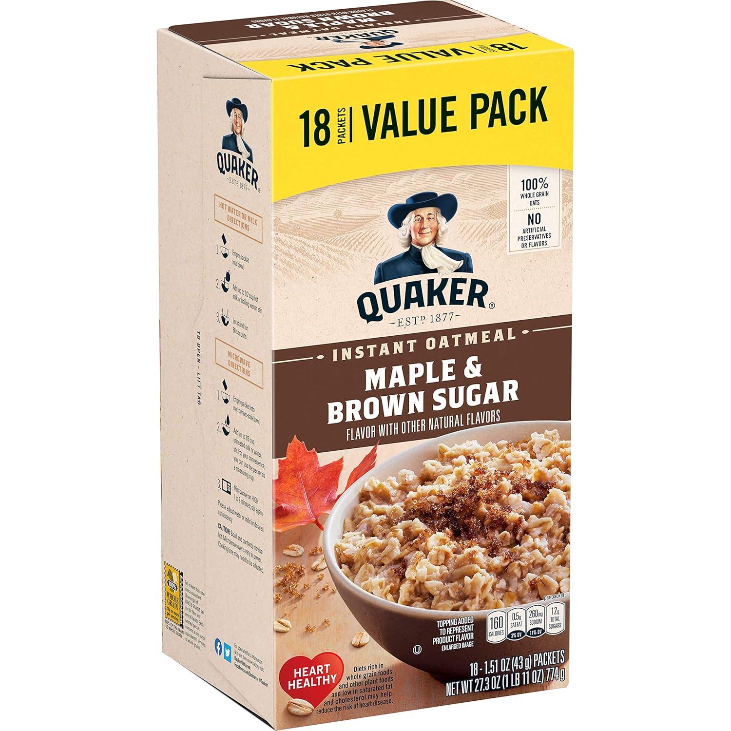 image:imageQuaker Steel Cut Oats Quick 3minute Oatmeal Cranberries and Blueberries Breakfast Cereal 8 Packets Per Box Pack of 6 BoxesMaple Brown Sugar