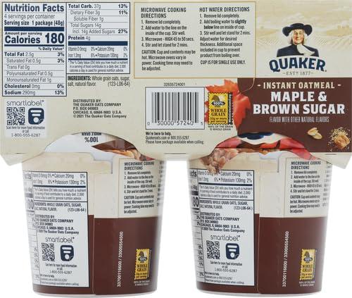 image:imageQuaker Steel Cut Oats Quick 3minute Oatmeal Cranberries and Blueberries Breakfast Cereal 8 Packets Per Box Pack of 6 BoxesMaple and Brown Sugar