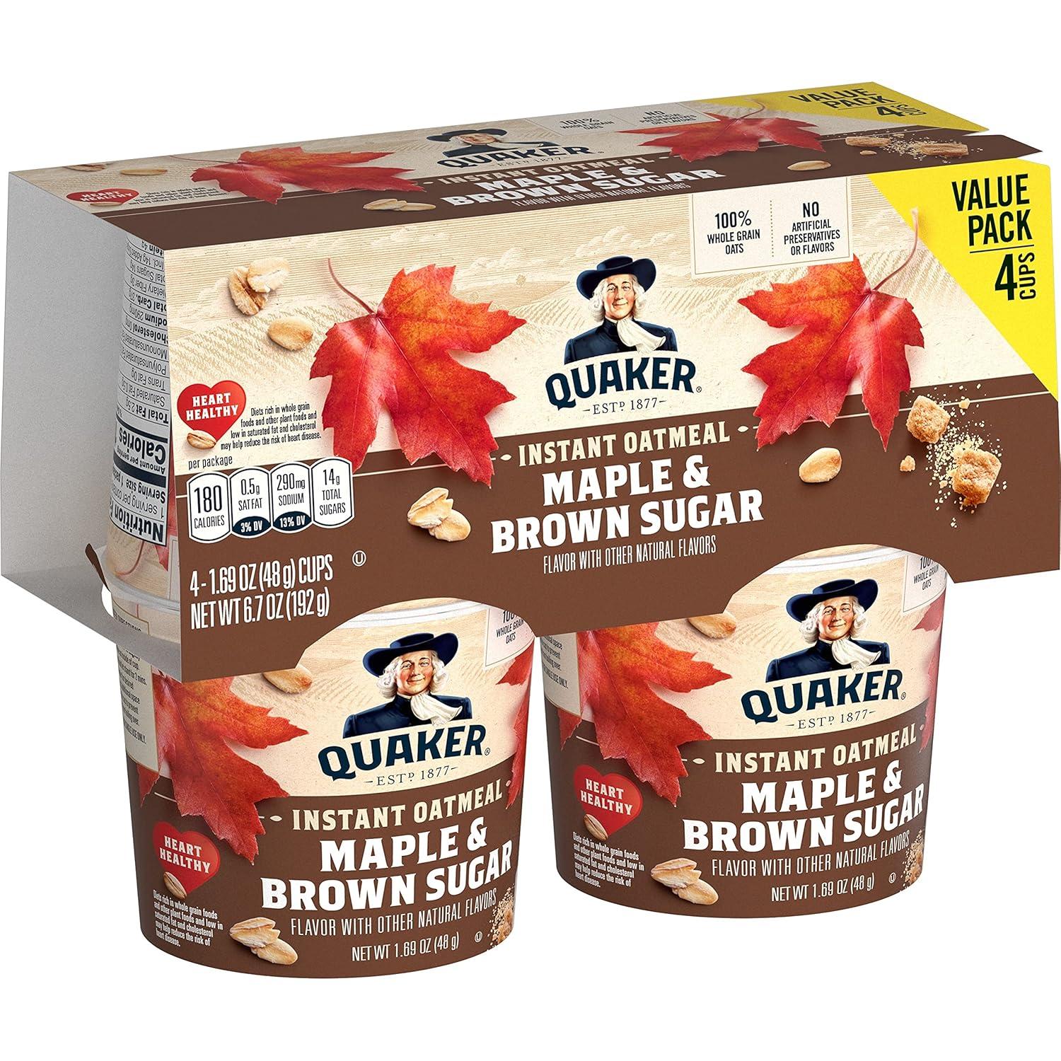 image:imageQuaker Steel Cut Oats Quick 3minute Oatmeal Cranberries and Blueberries Breakfast Cereal 8 Packets Per Box Pack of 6 BoxesMaple and Brown Sugar