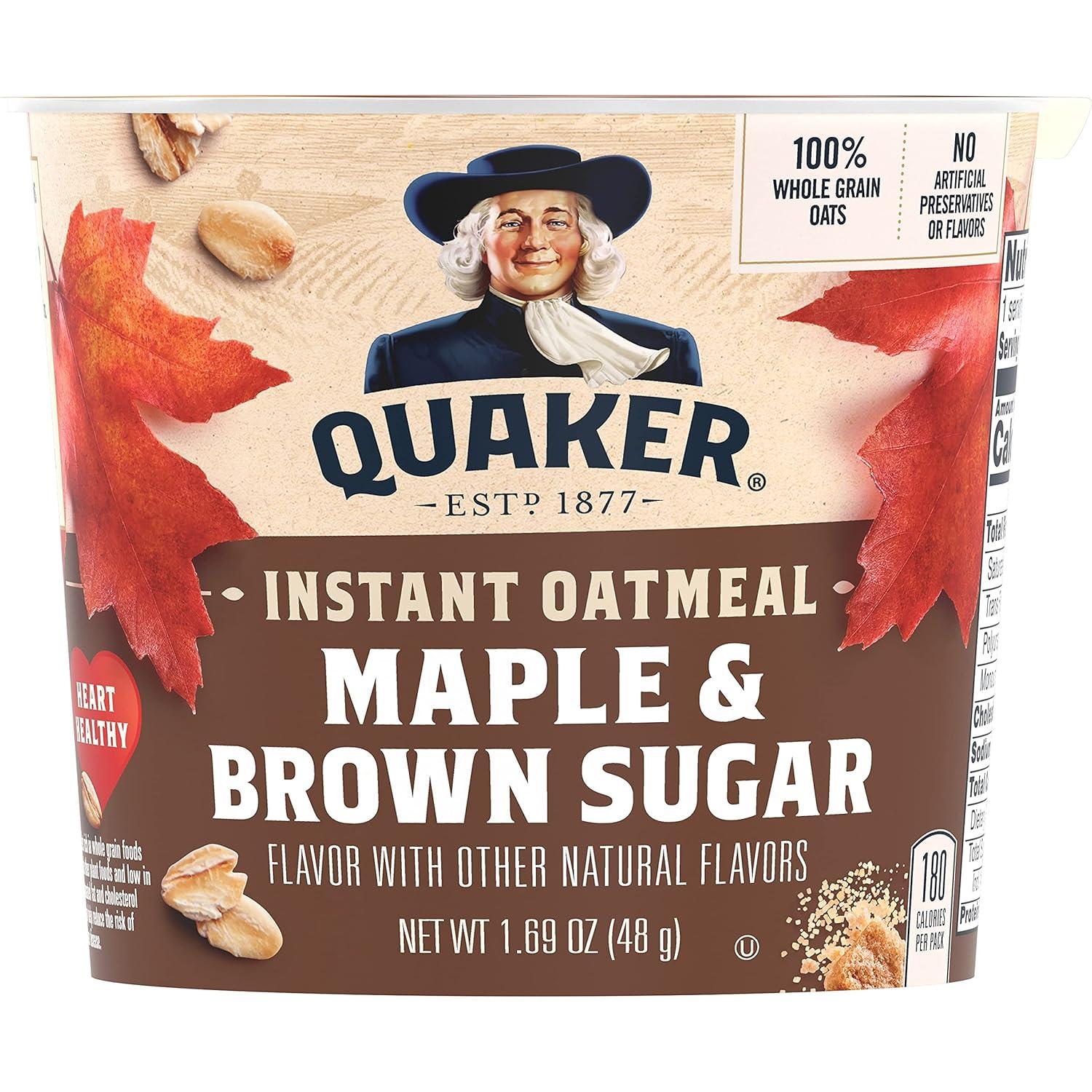 image:imageQuaker Steel Cut Oats Quick 3minute Oatmeal Cranberries and Blueberries Breakfast Cereal 8 Packets Per Box Pack of 6 BoxesMaple and Brown Sugar